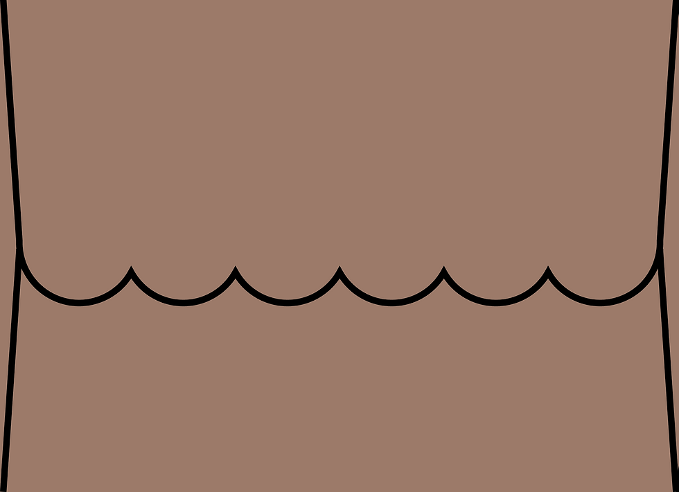 Digital mockup of a scallop style wedding envelope in a medium brown color