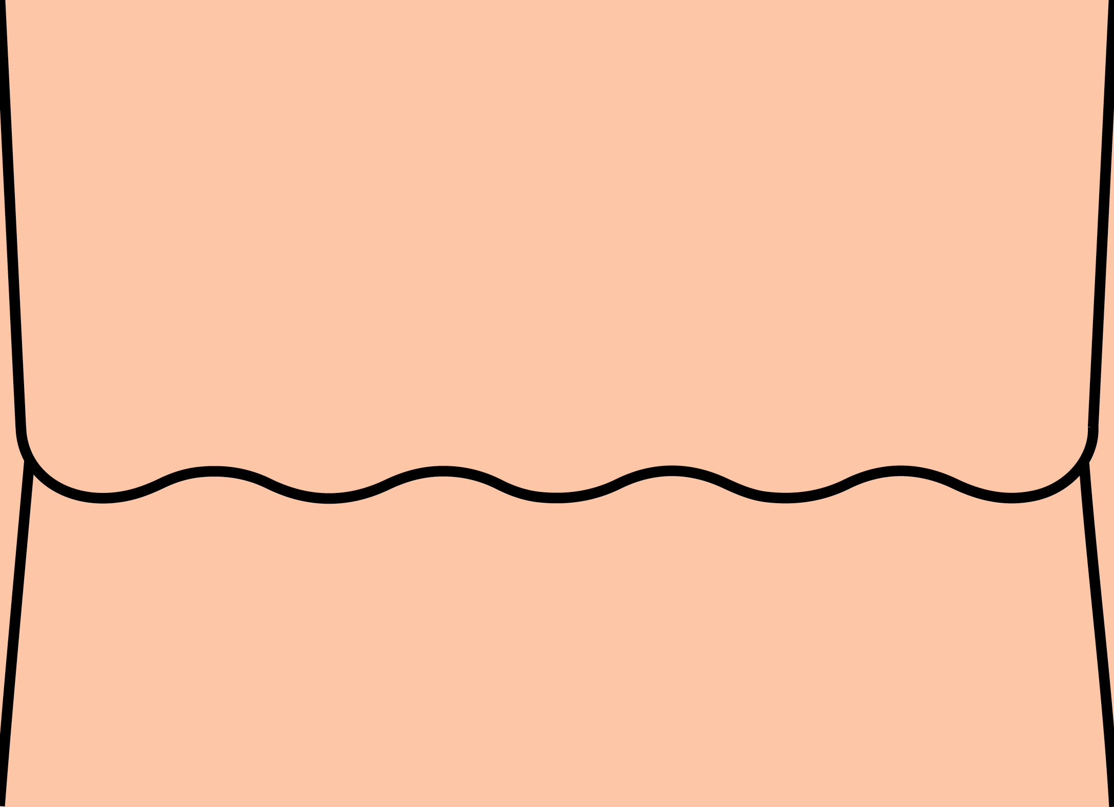 Digital mockup of a wave flap style wedding envelope in a soft peach color