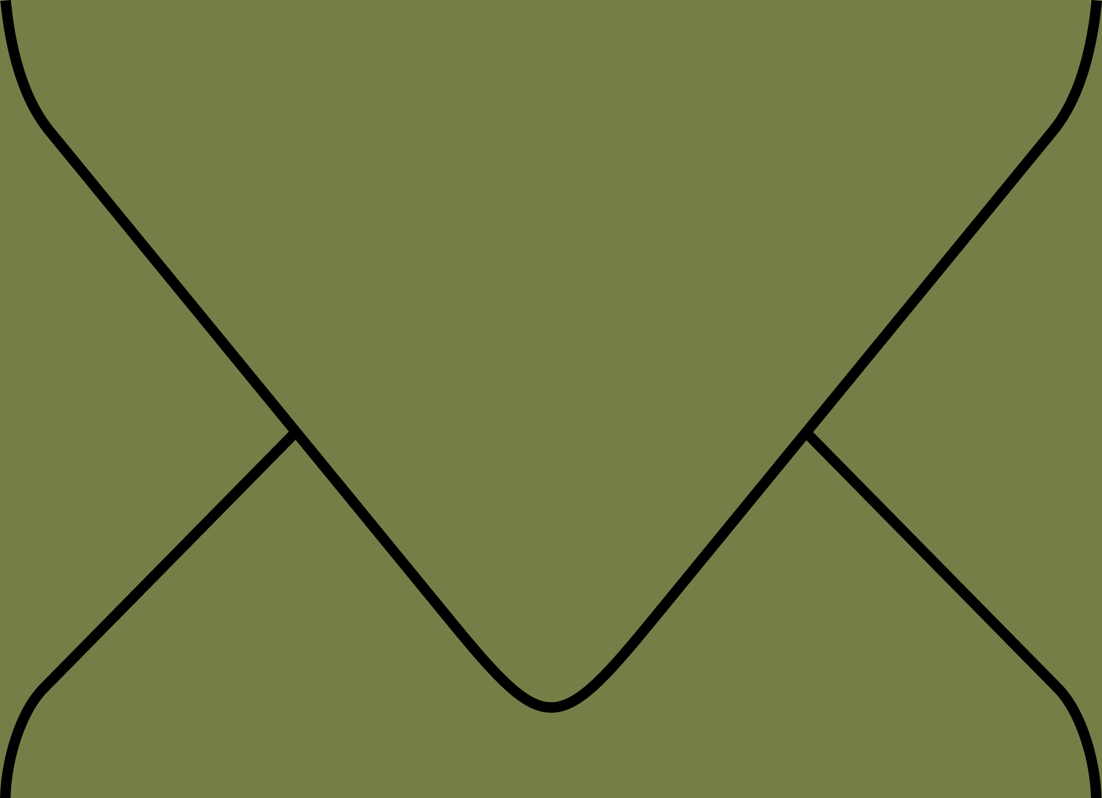 Digital mockup of a standard style envelope in a moss color