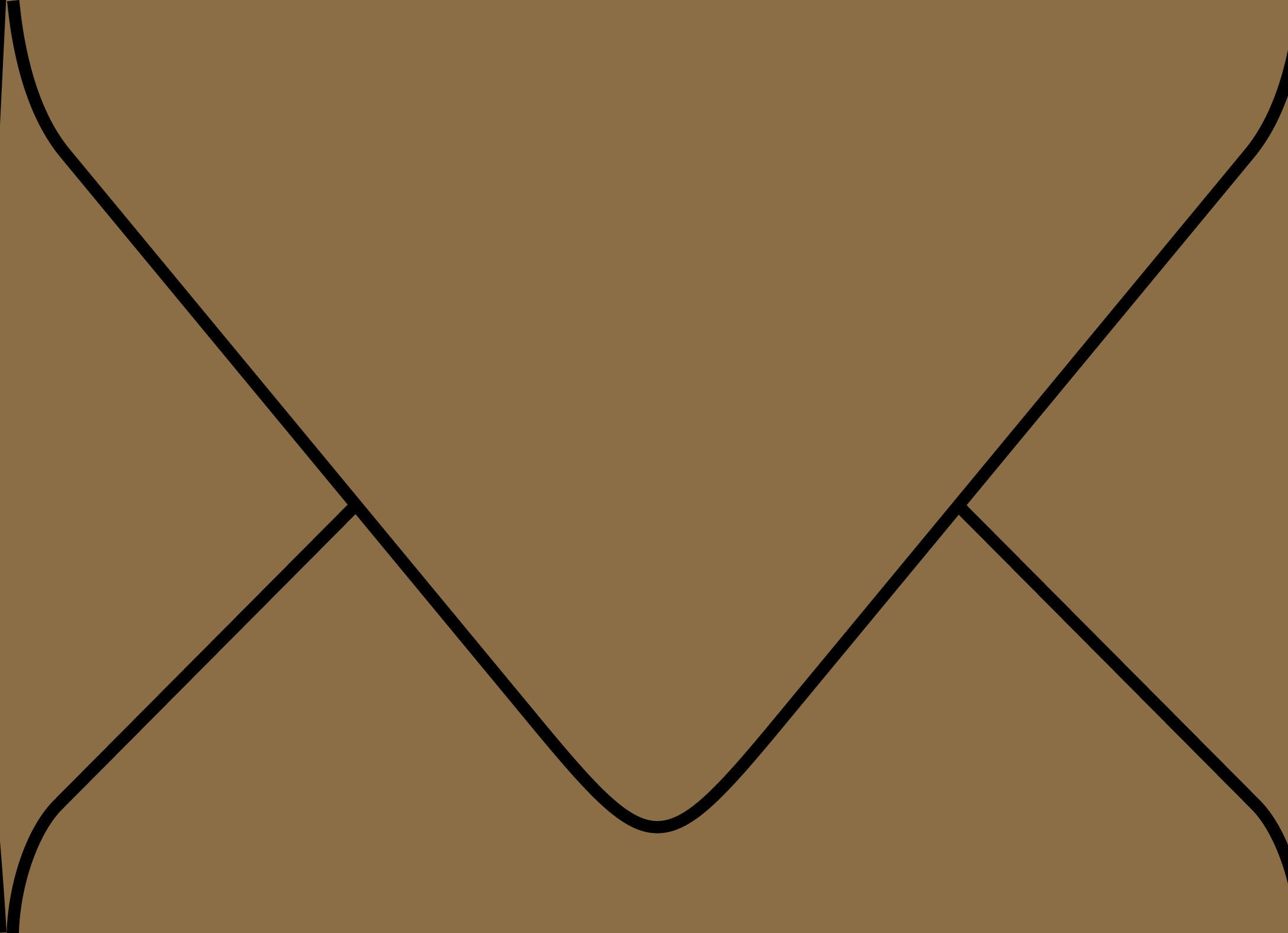 Digital mockup of a standard v flap style wedding envelope in a antique gold color