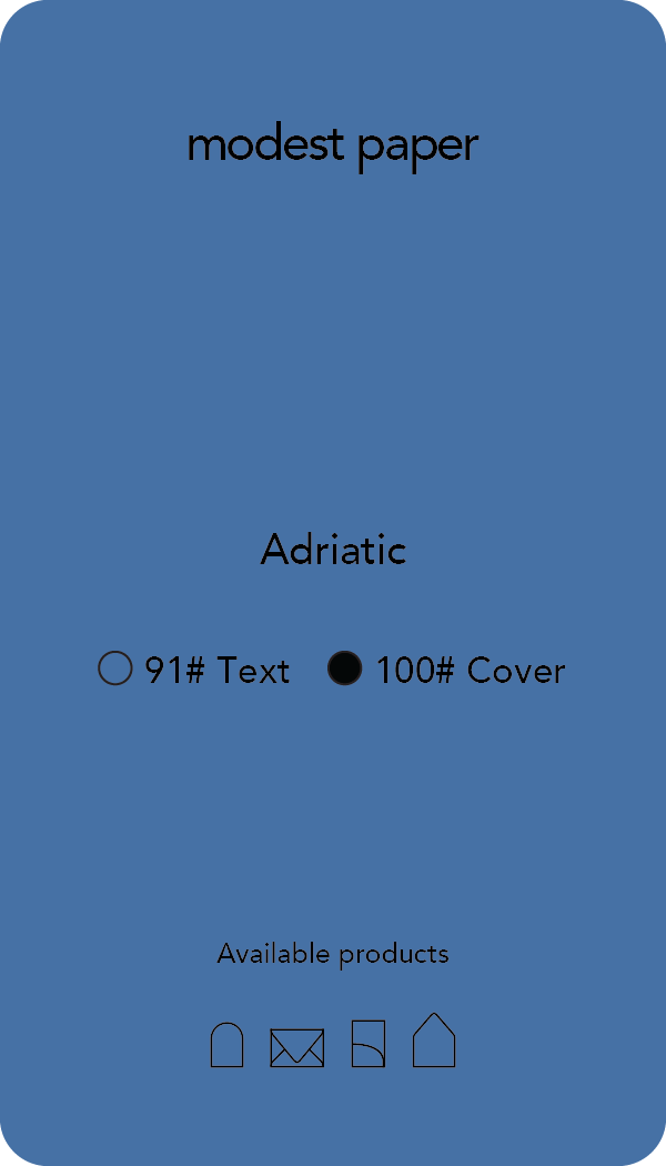 Digital mockup of a paper swatch in a darker blue color in cover paper.