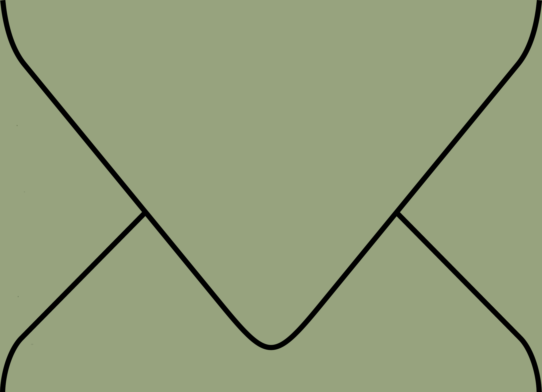 Digital mockup of a standard style envelope in a medium green color