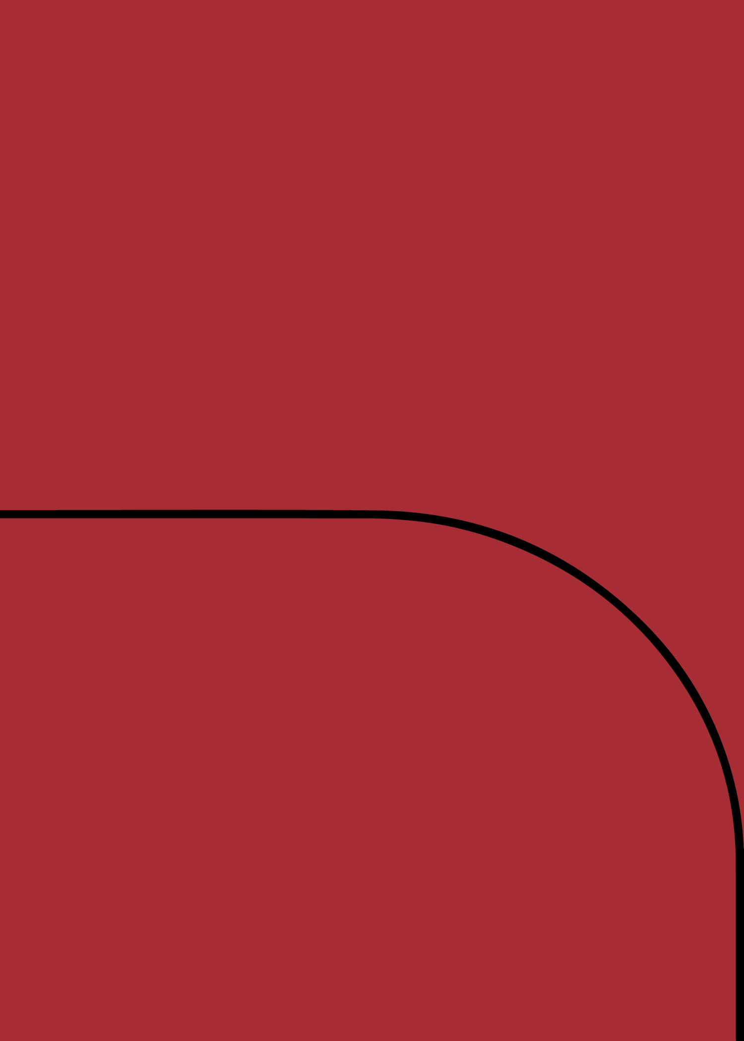 Digital mockup of an invitation curved arch style pocket in a red color.