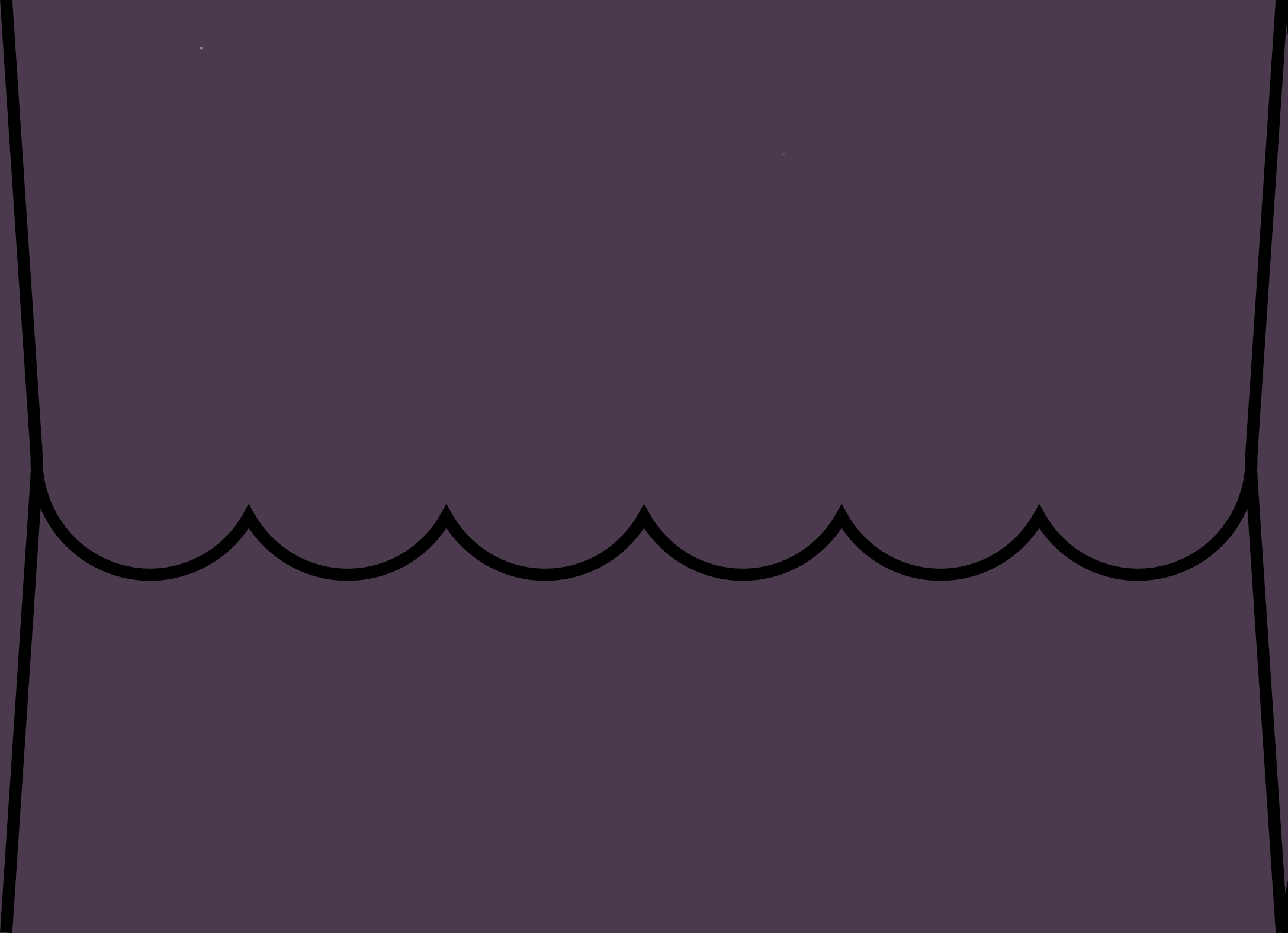 Digital mockup of a scallop style wedding envelope in a dark amethyst color