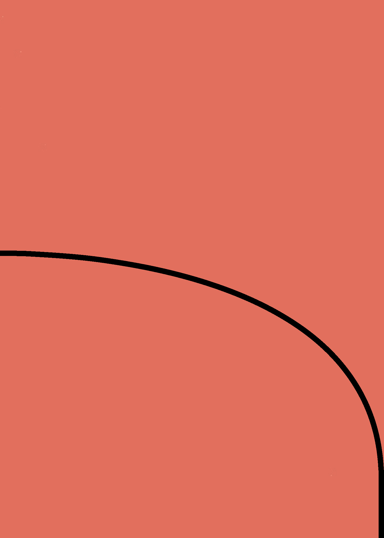 Digital mockup of a half arch style wedding invitation pocket in a deep coral color.