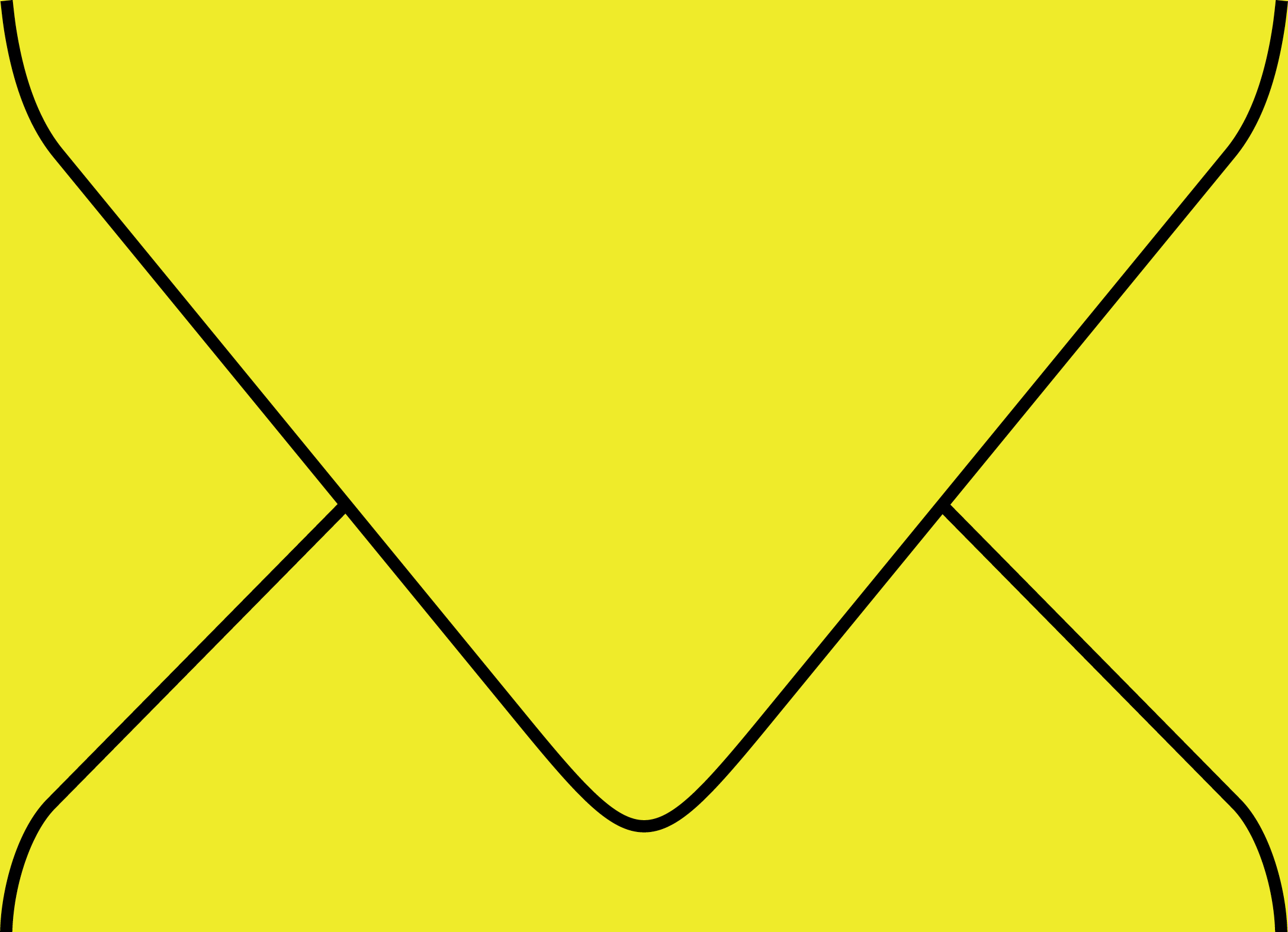 Digital mockup of a standard style envelope in a bright yellow color