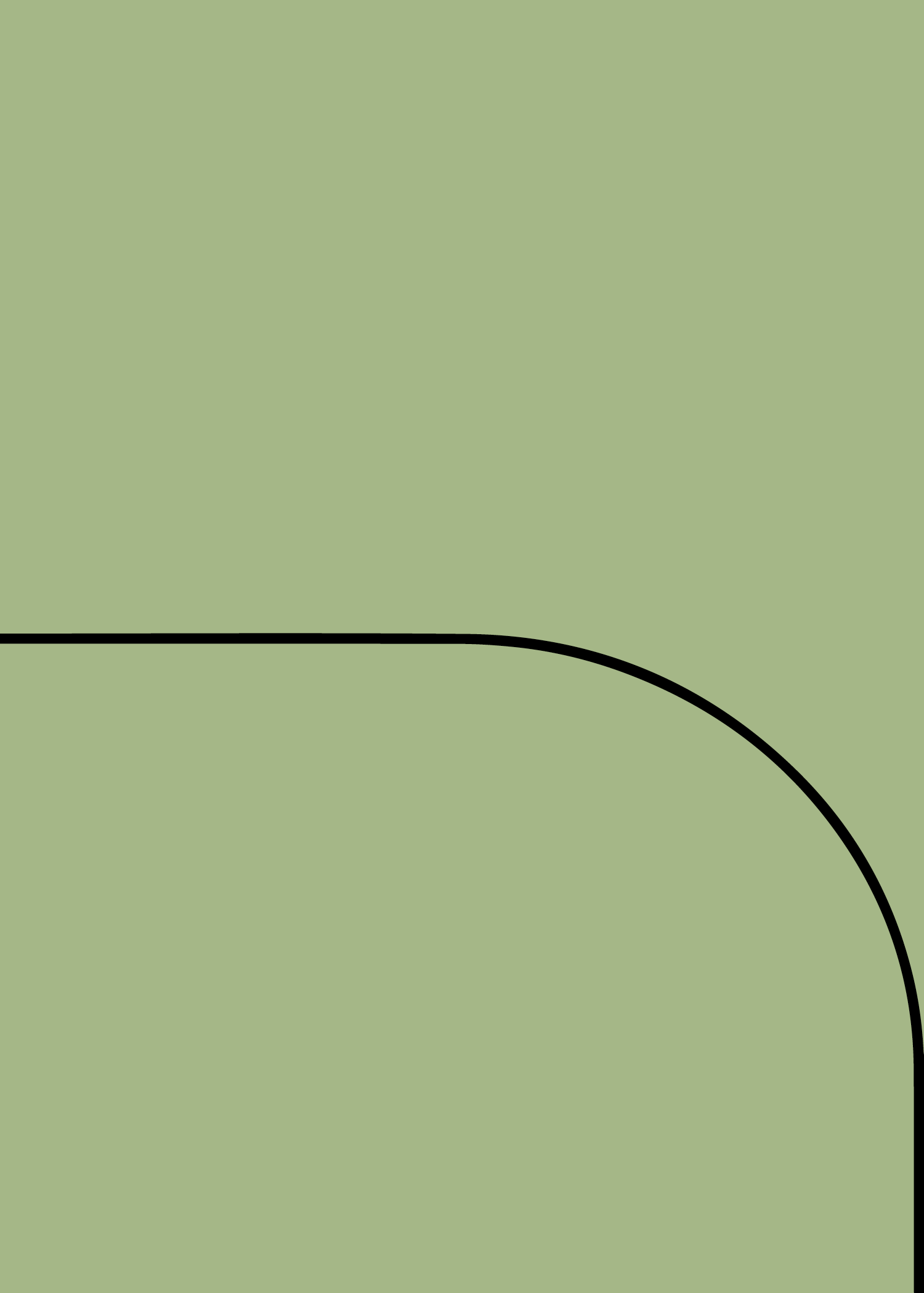 Digital mockup of an invitation curved arch style pocket in a light olive green color.