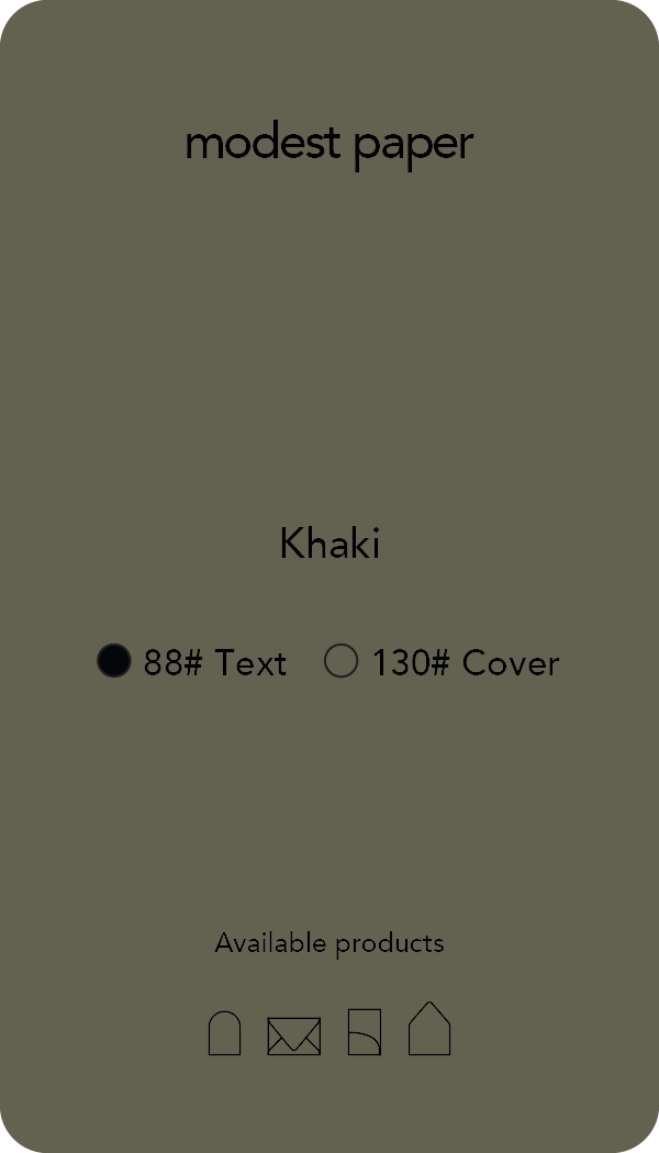 Thumbnail: Digital mockup of a paper swatch in a dark khaki color in text paper.