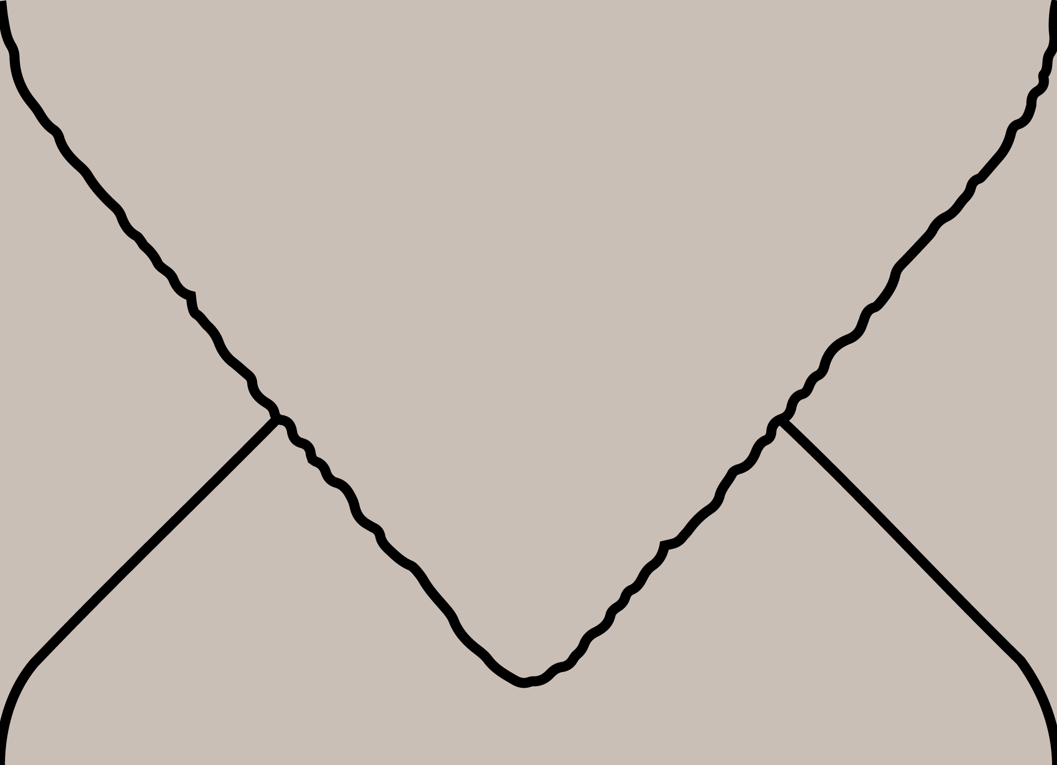 Digital mockup of a hand torn v flap style wedding envelope in a light taupe color