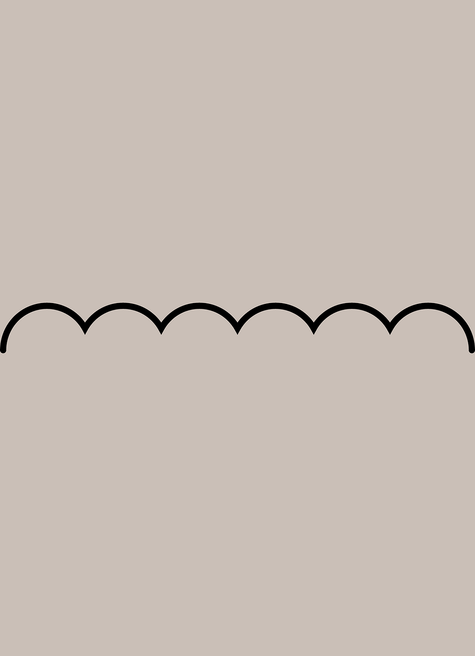 Digital mockup of an invitation scallop style pocket in a light taupe color.
