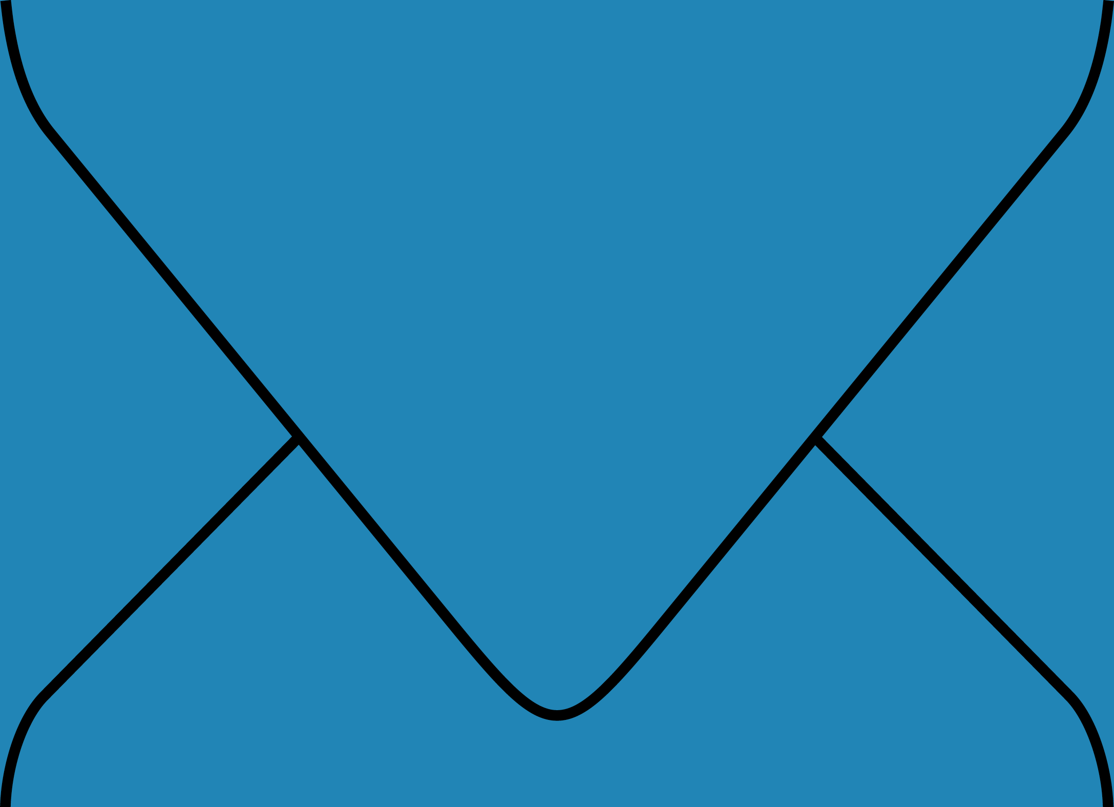 Digital mockup of a standard style envelope in a rich blue color