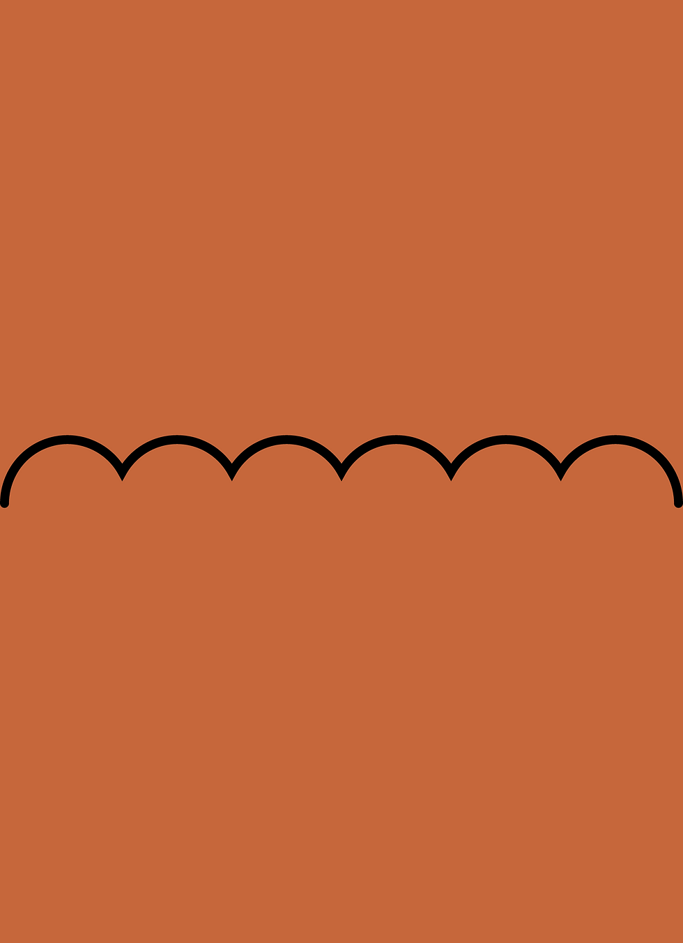 Digital mockup of an invitation scallop style pocket in a rust orange color.