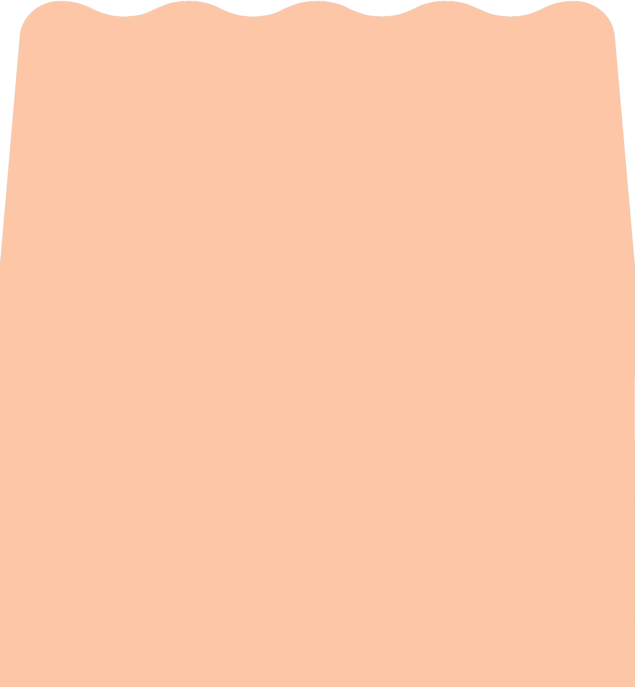 Digital mockup of a wave style envelope liner in a peach color.