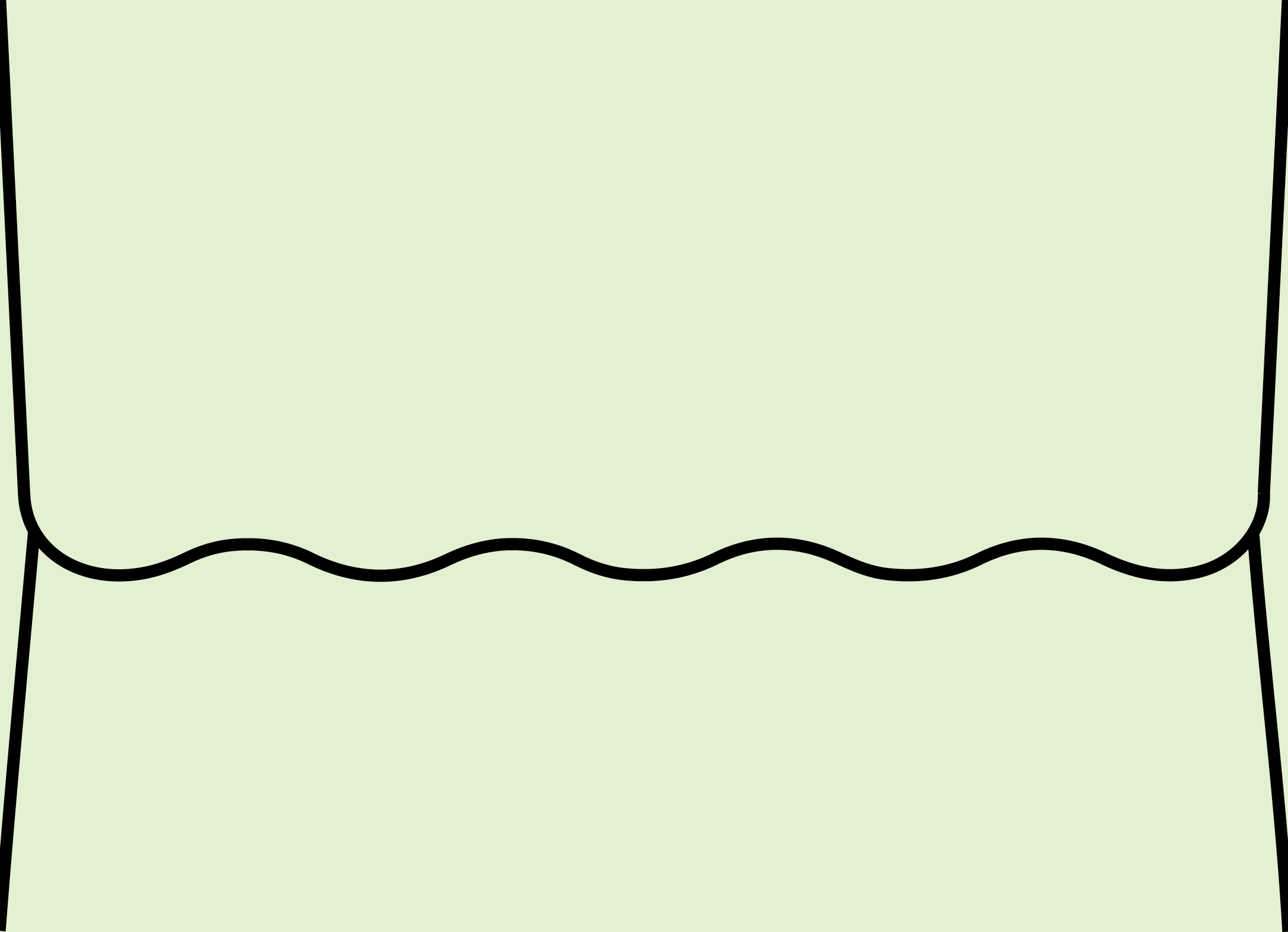 Digital mockup of a wave flap style wedding envelope in a light warm green color