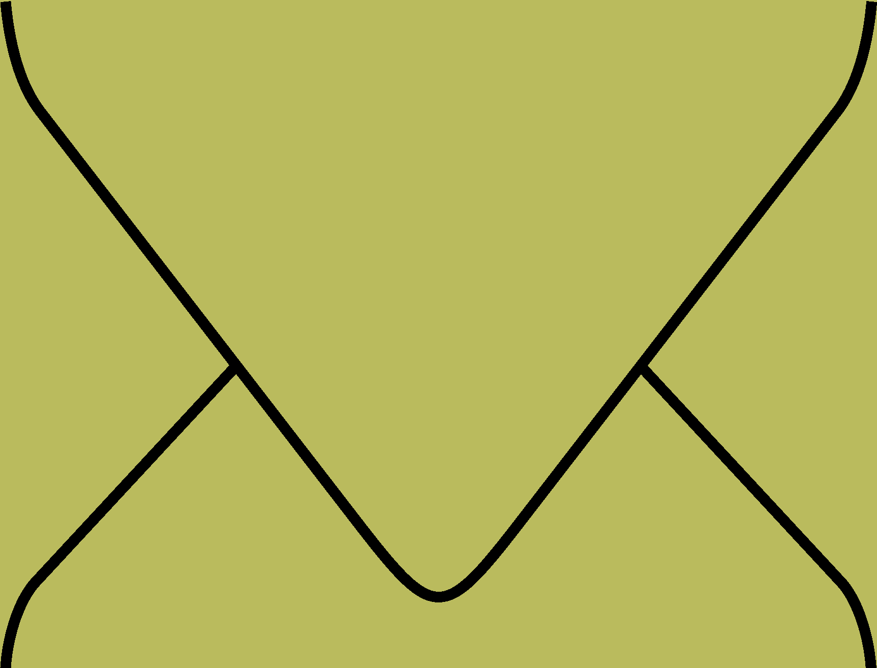 Digital mockup of a standard style envelope in a chartreuse color
