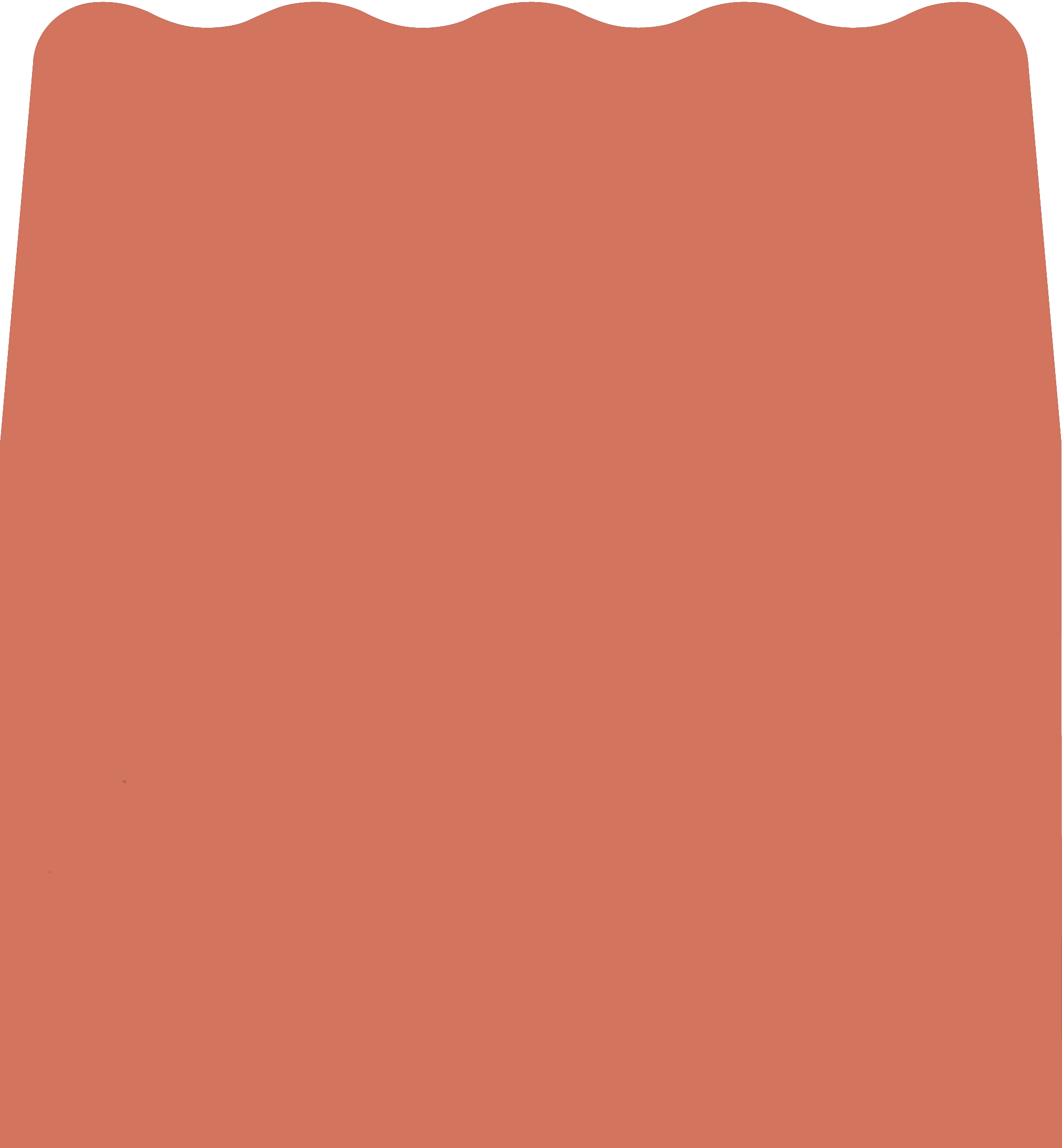 Digital mockup of a wave style envelope liner in a brick color.