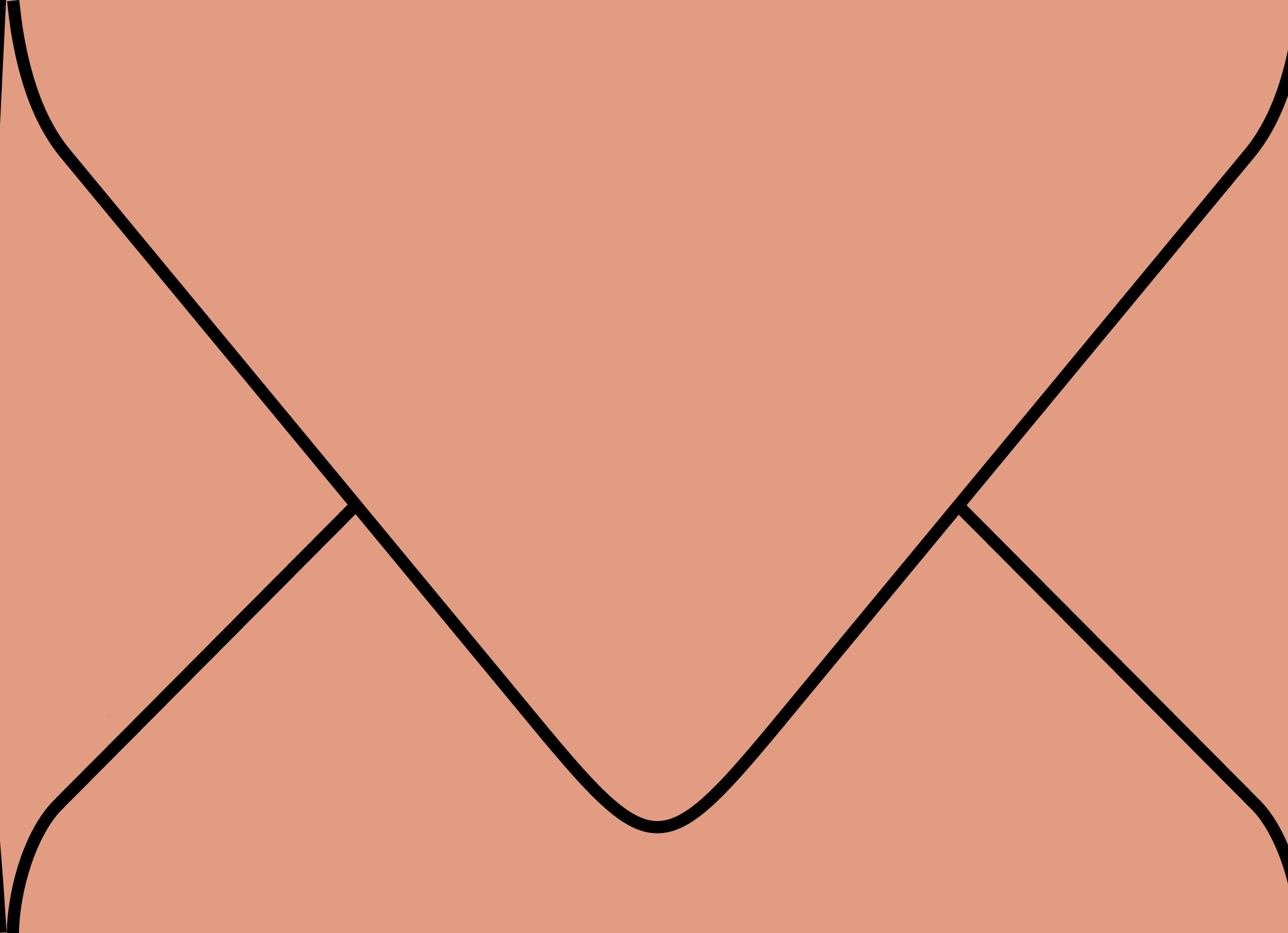 Digital mockup of a standard v flap style wedding envelope in a light terracotta color