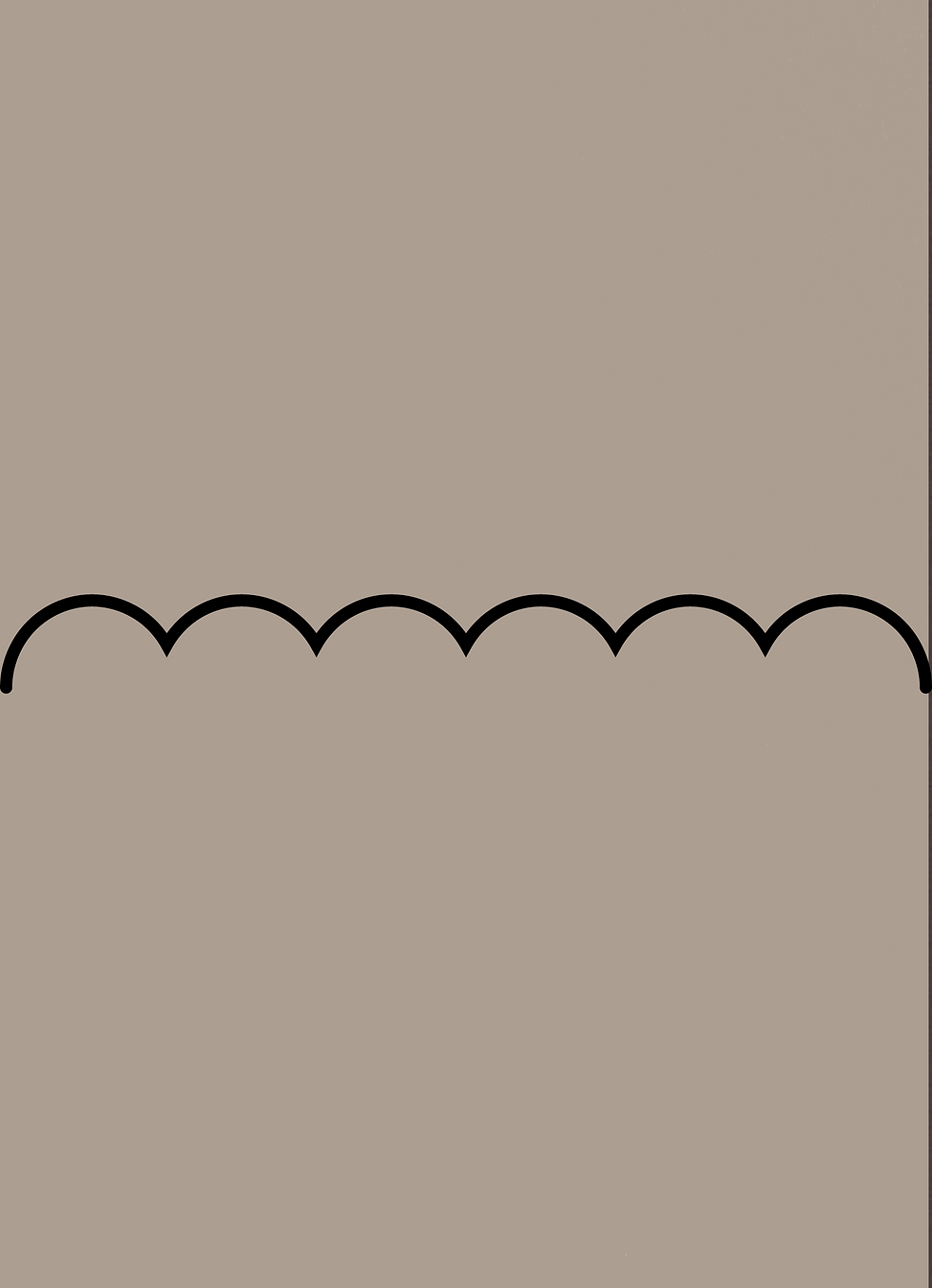 Digital mockup of an invitation scallop style pocket in a warm taupe color.