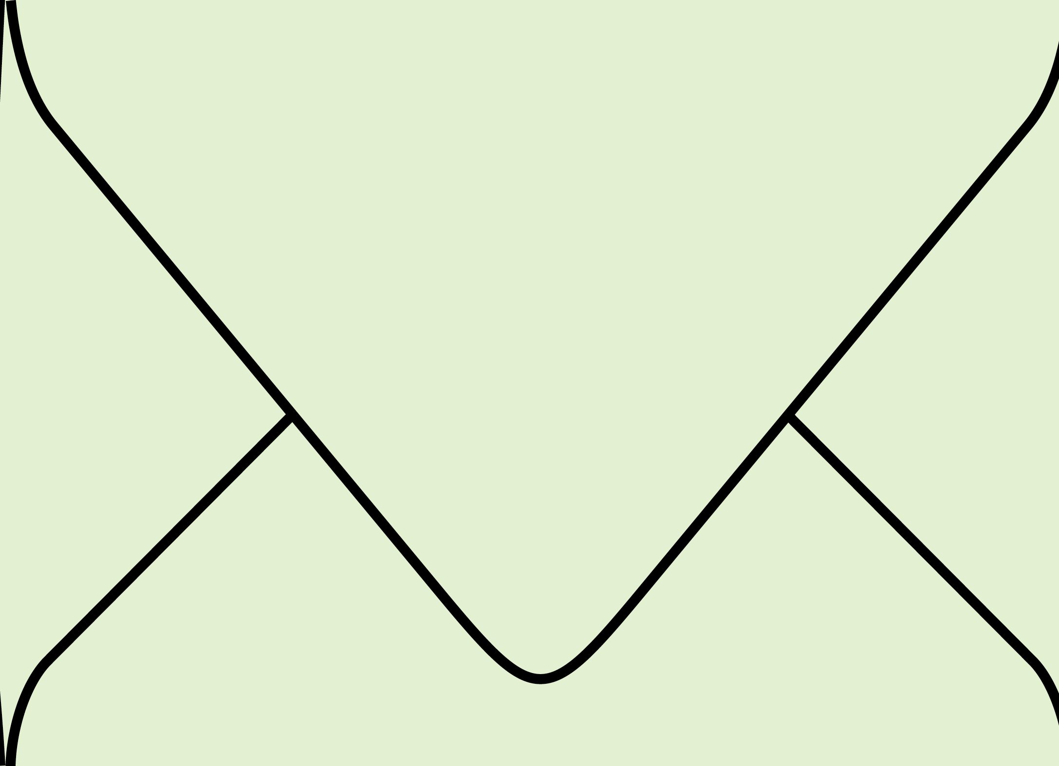 Digital mockup of a standard v flap style wedding envelope in a light warm green color