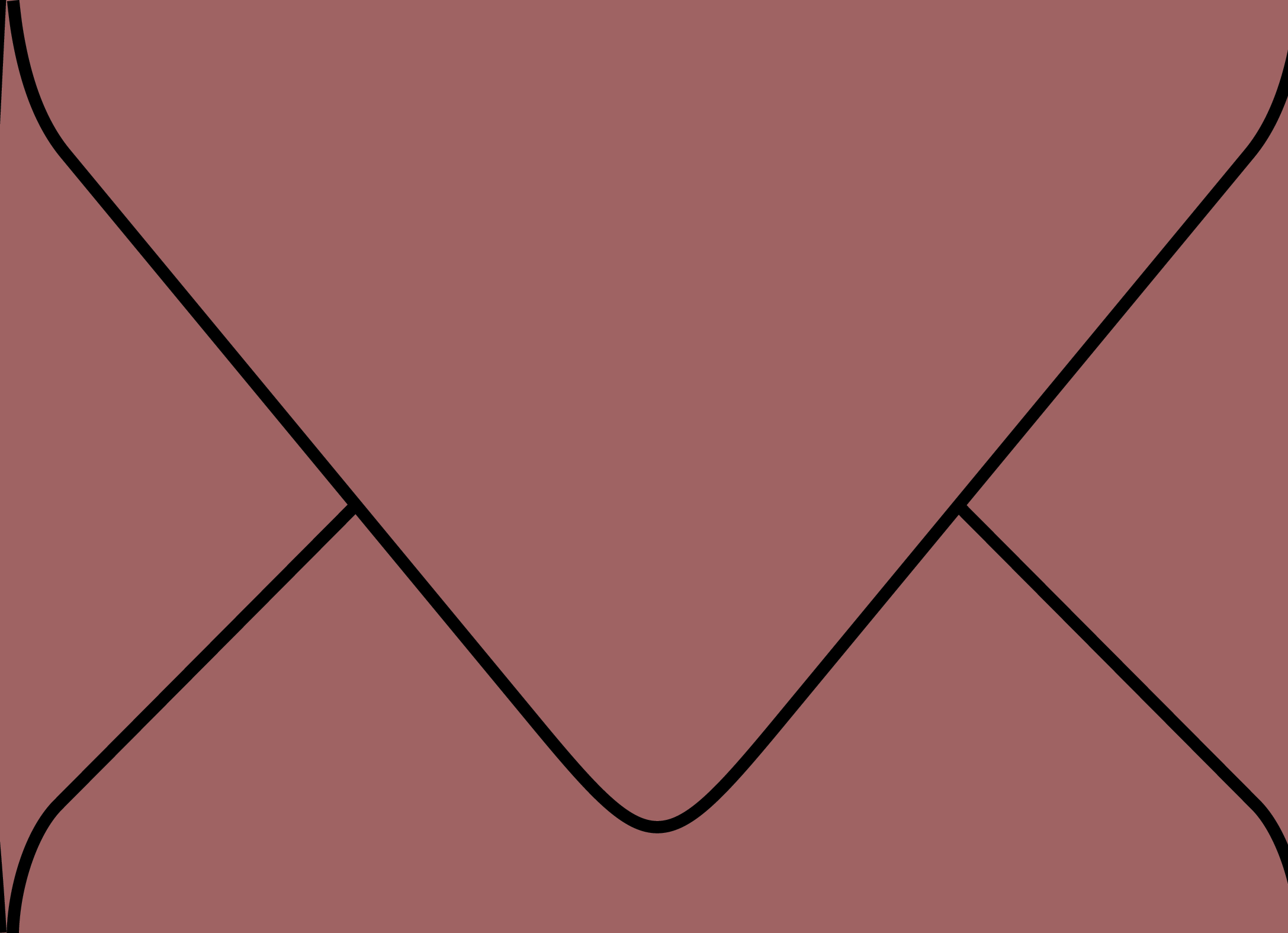 Digital mockup of a standard v flap style wedding envelope in a deep rose color