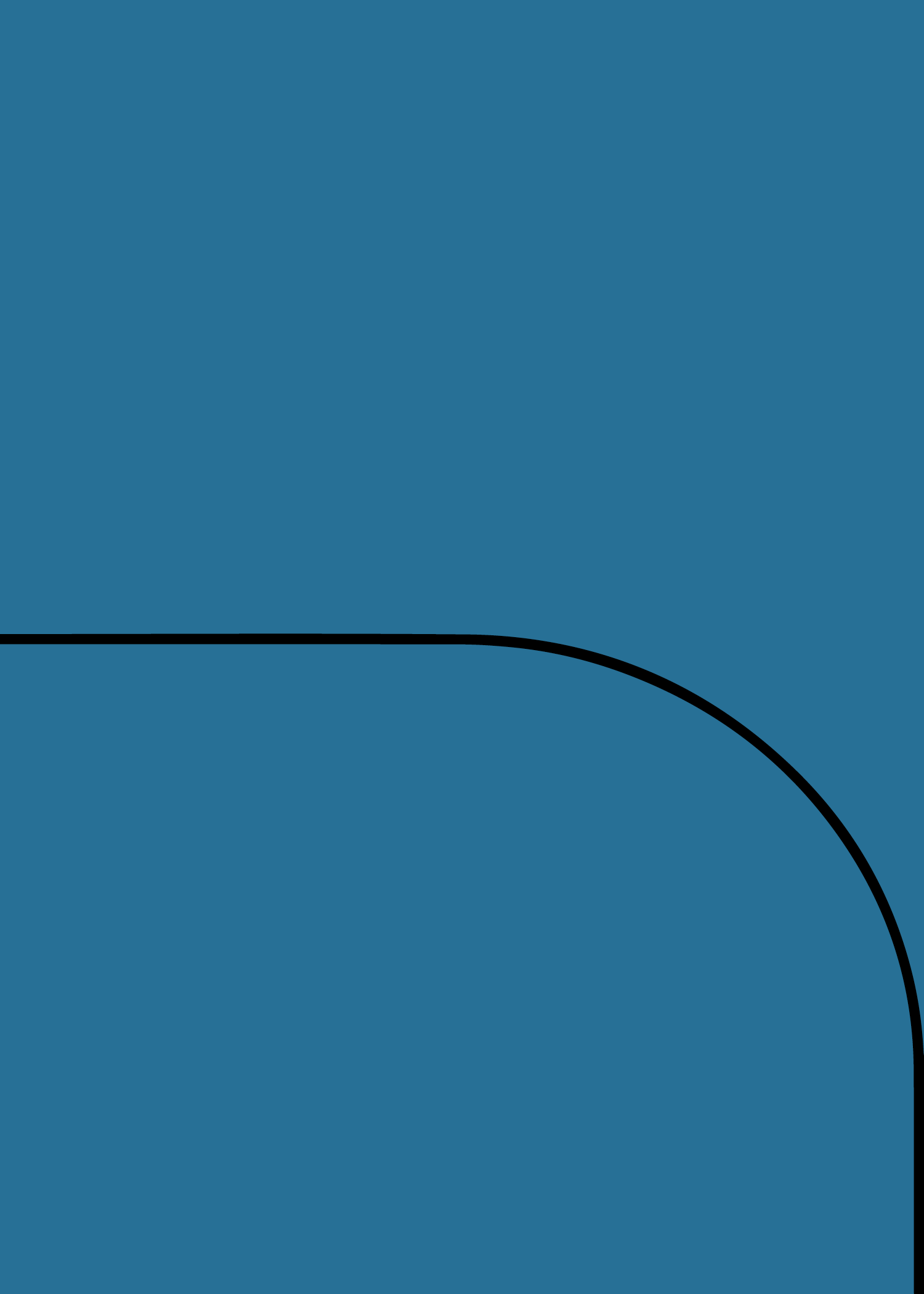 Digital mockup of an invitation curved arch style pocket in a deeper blue color.
