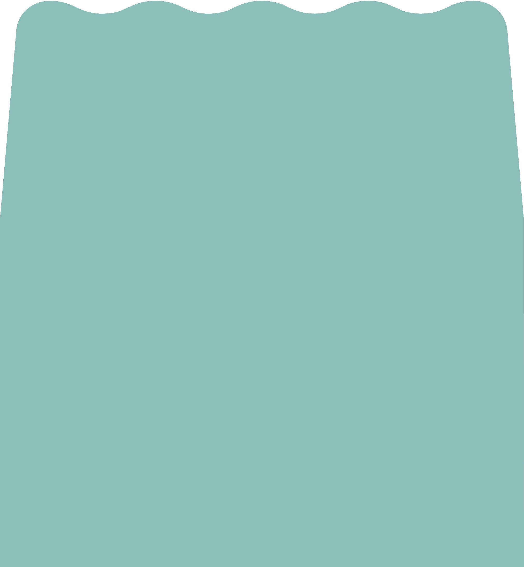 Digital mockup of a wave style envelope liner in a metallic blue green color.