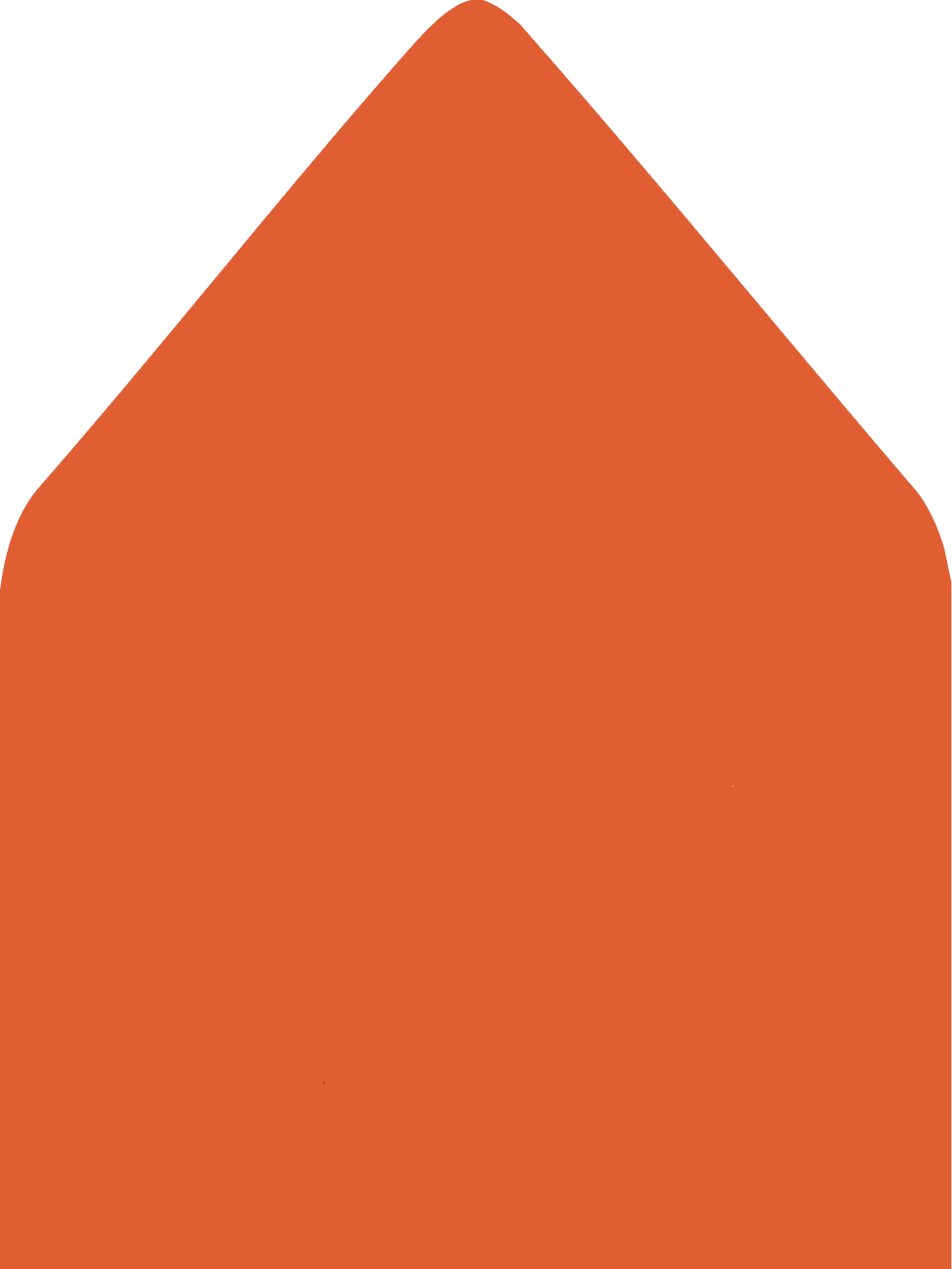 Digital mockup of a standard style envelope liner in a red orange color.