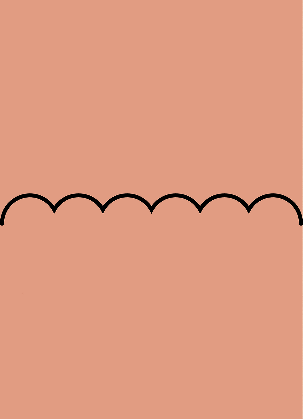 Digital mockup of an invitation scallop style pocket in a light terracotta color.