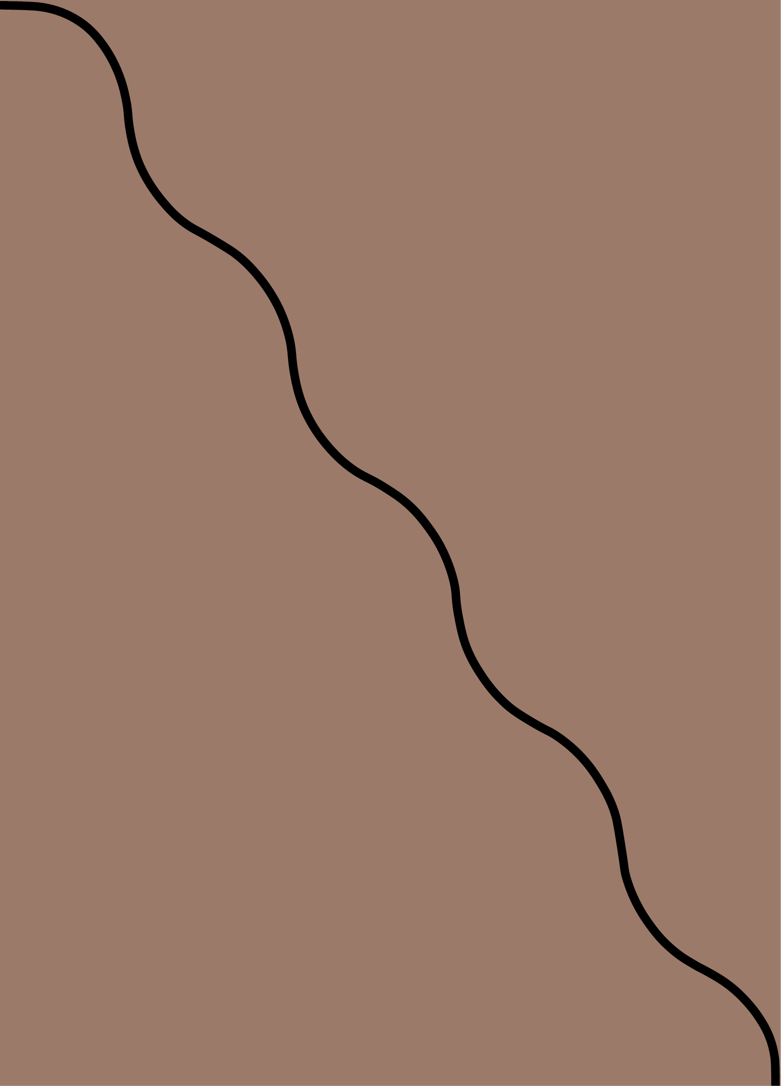 Digital mockup of an invitation angle wave style pocket in a medium brown color.