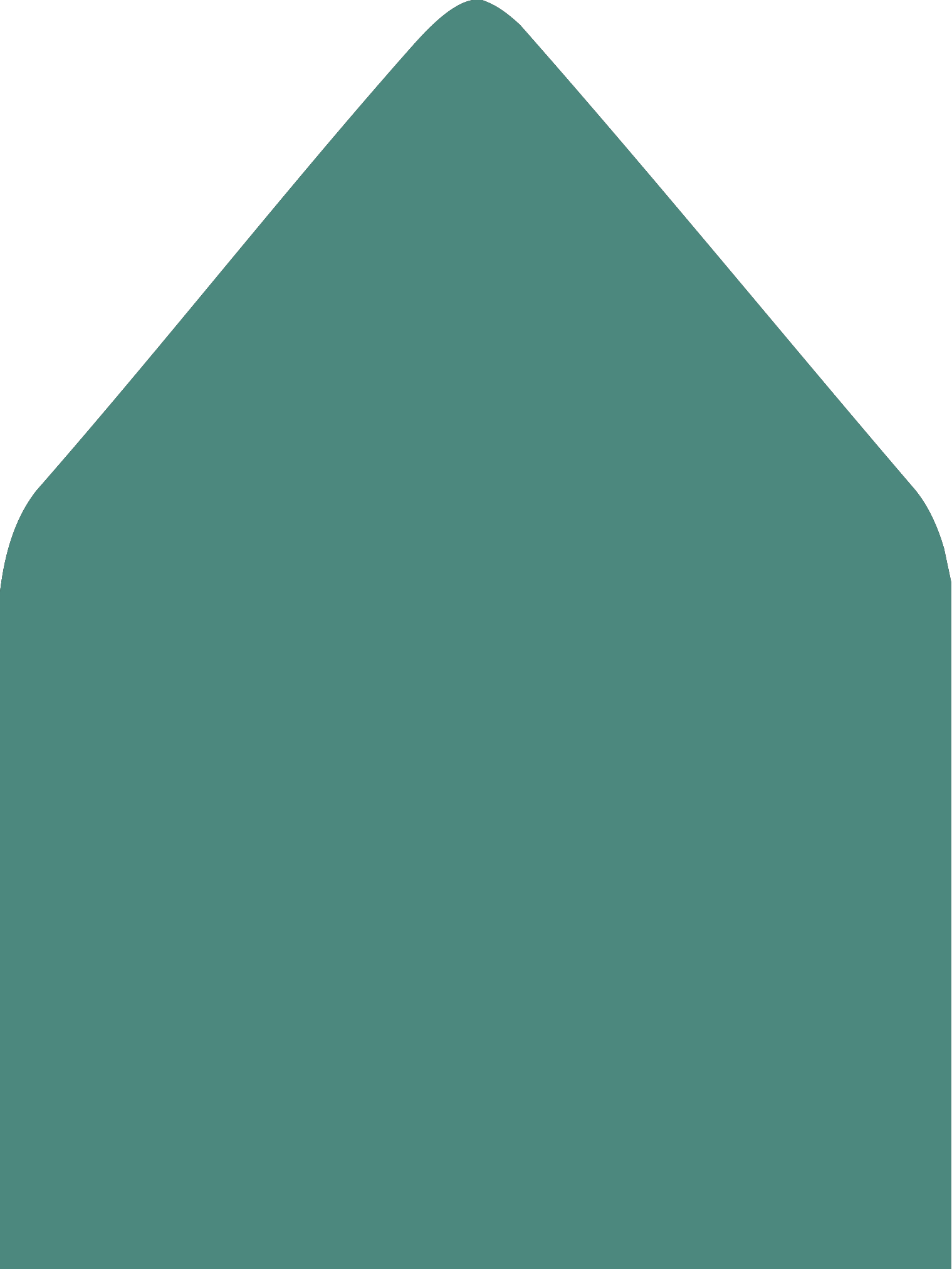 Digital mockup of a standard style envelope liner in a emerald green color.