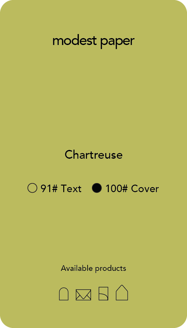 Digital mockup of a paper swatch in a chartreuse green color in cover paper.