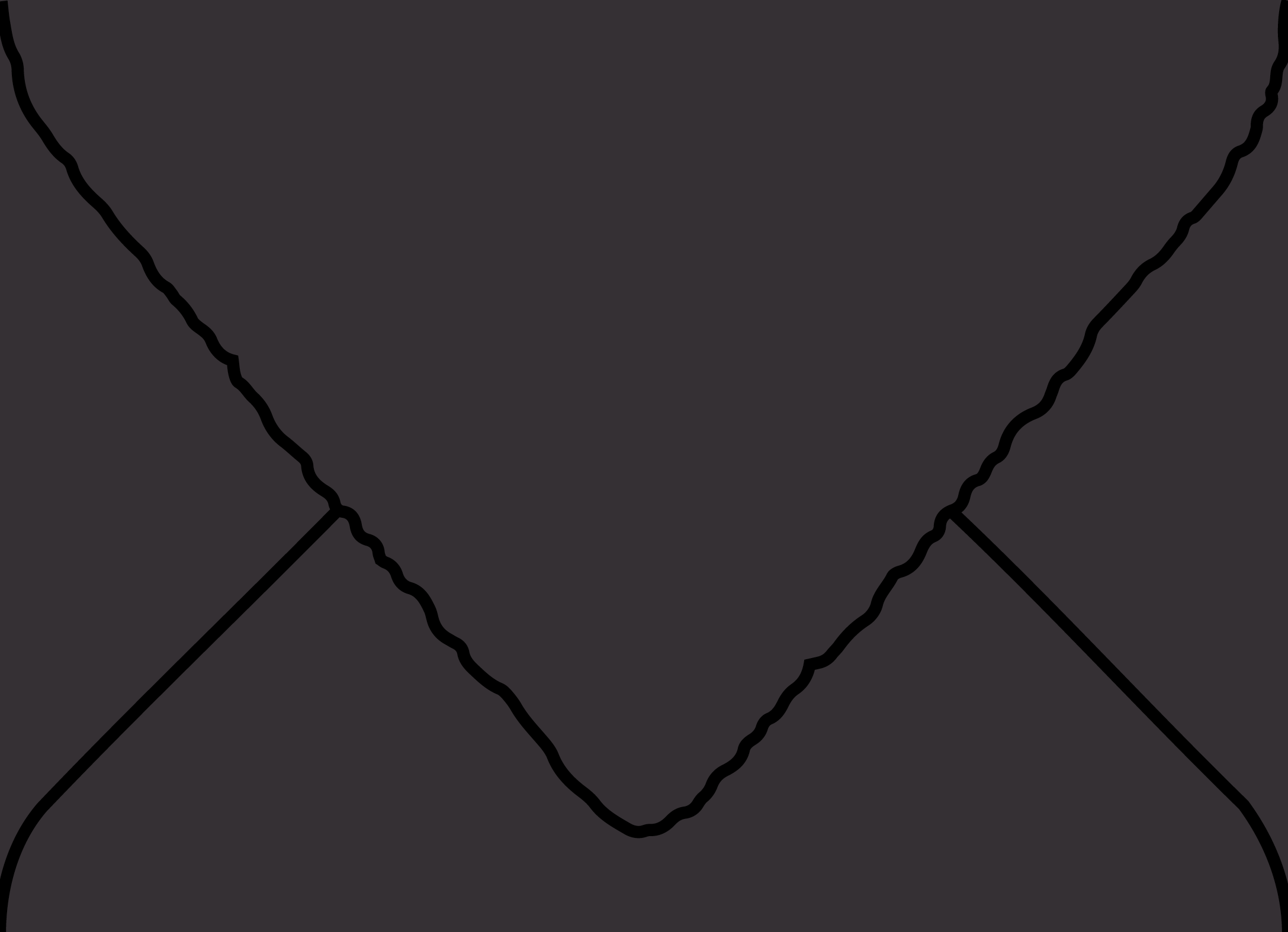 Digital mockup of a hand torn v flap style wedding envelope in a black color