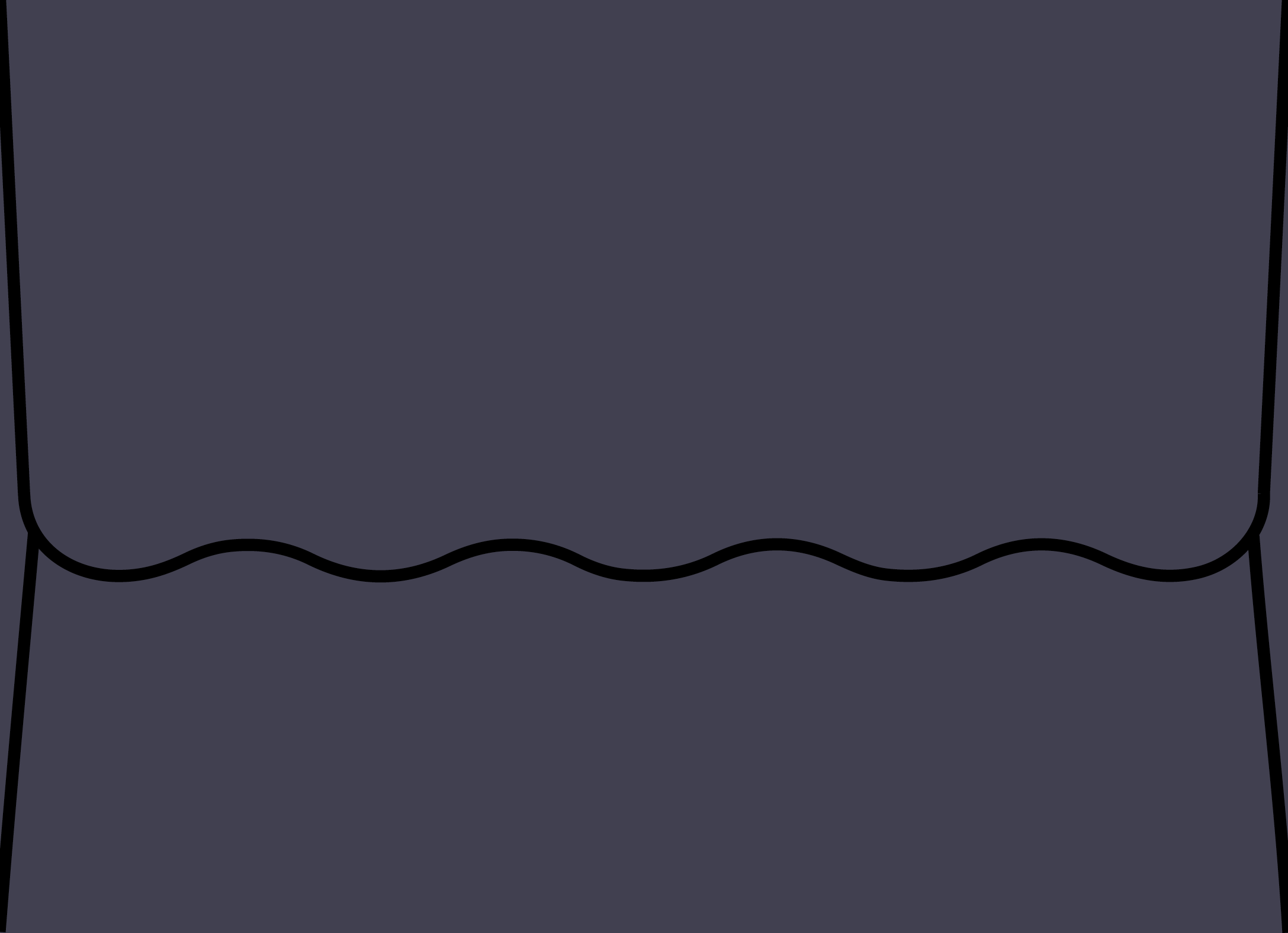 Digital mockup of a wave flap style wedding envelope in a deepest midnight blue color