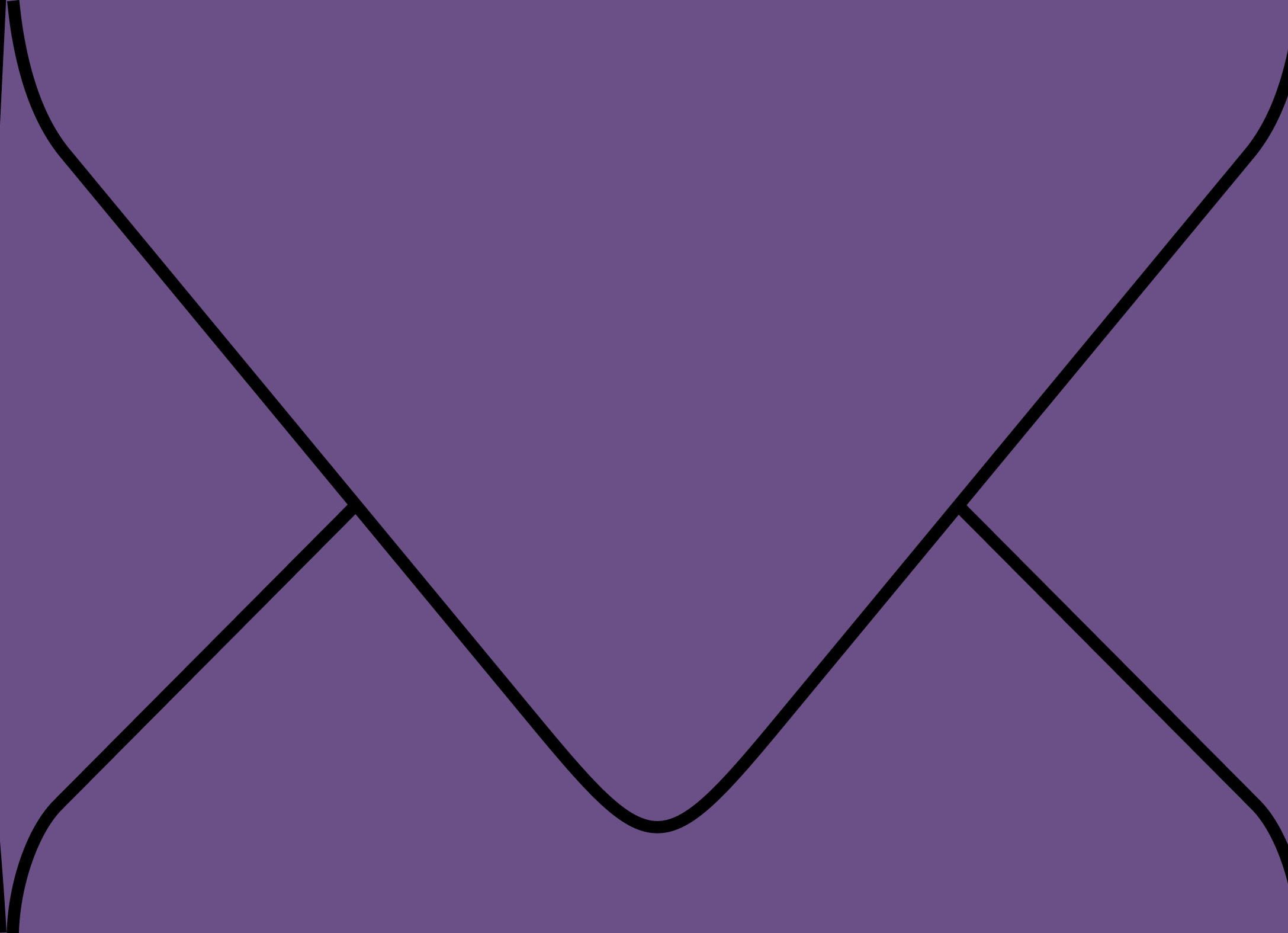 Digital mockup of a standard v flap style wedding envelope in a purple color