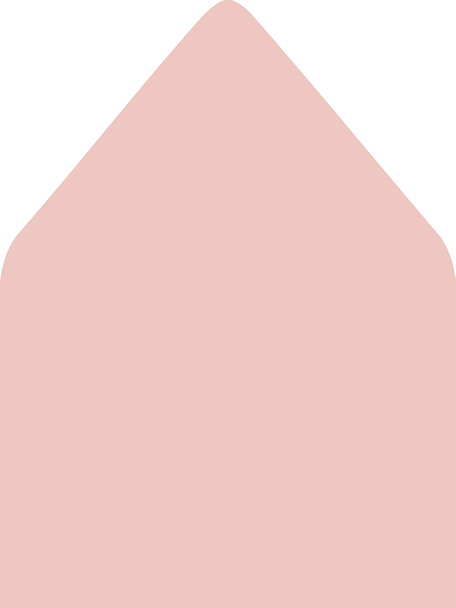 Digital mockup of a standard style envelope liner in a muted pink color.