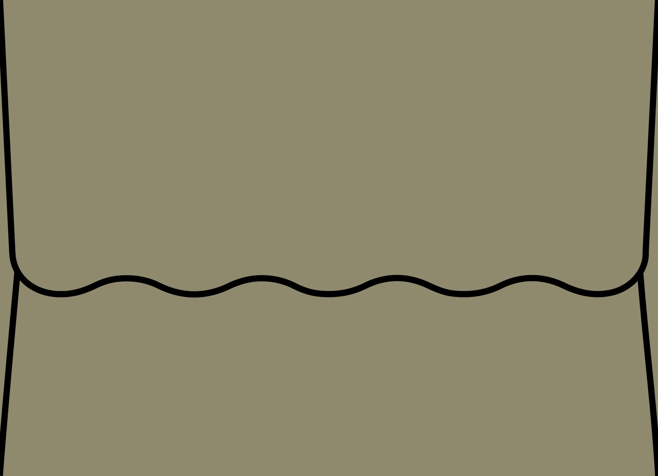 Digital mockup of a wave flap style wedding envelope in a jungle green color