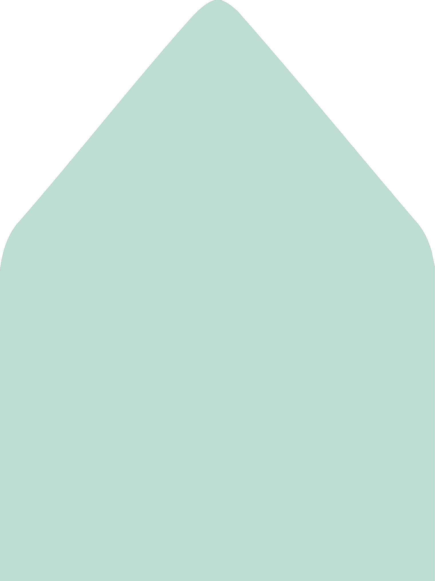 Digital mockup of a standard style envelope liner in a light blue green color.