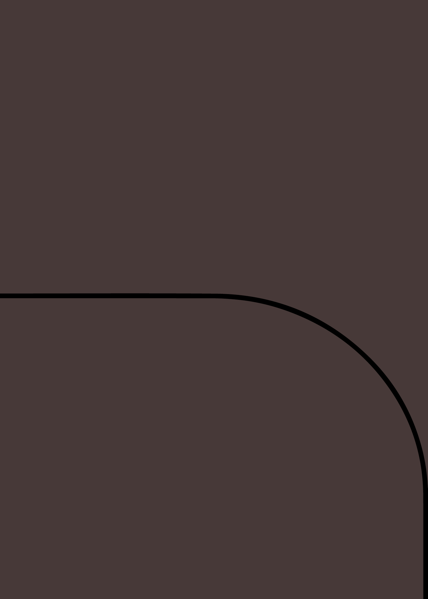 Digital mockup of an invitation curved arch style pocket in a dark brown color.