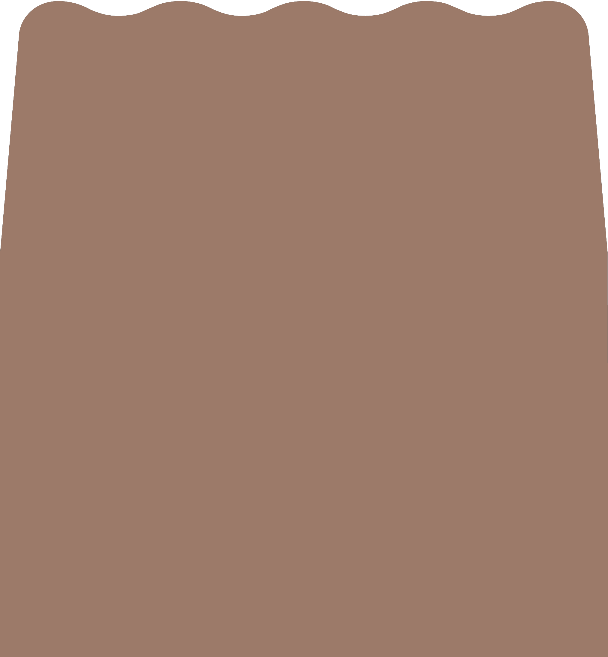 Digital mockup of a wave style envelope liner in a medium brown color.