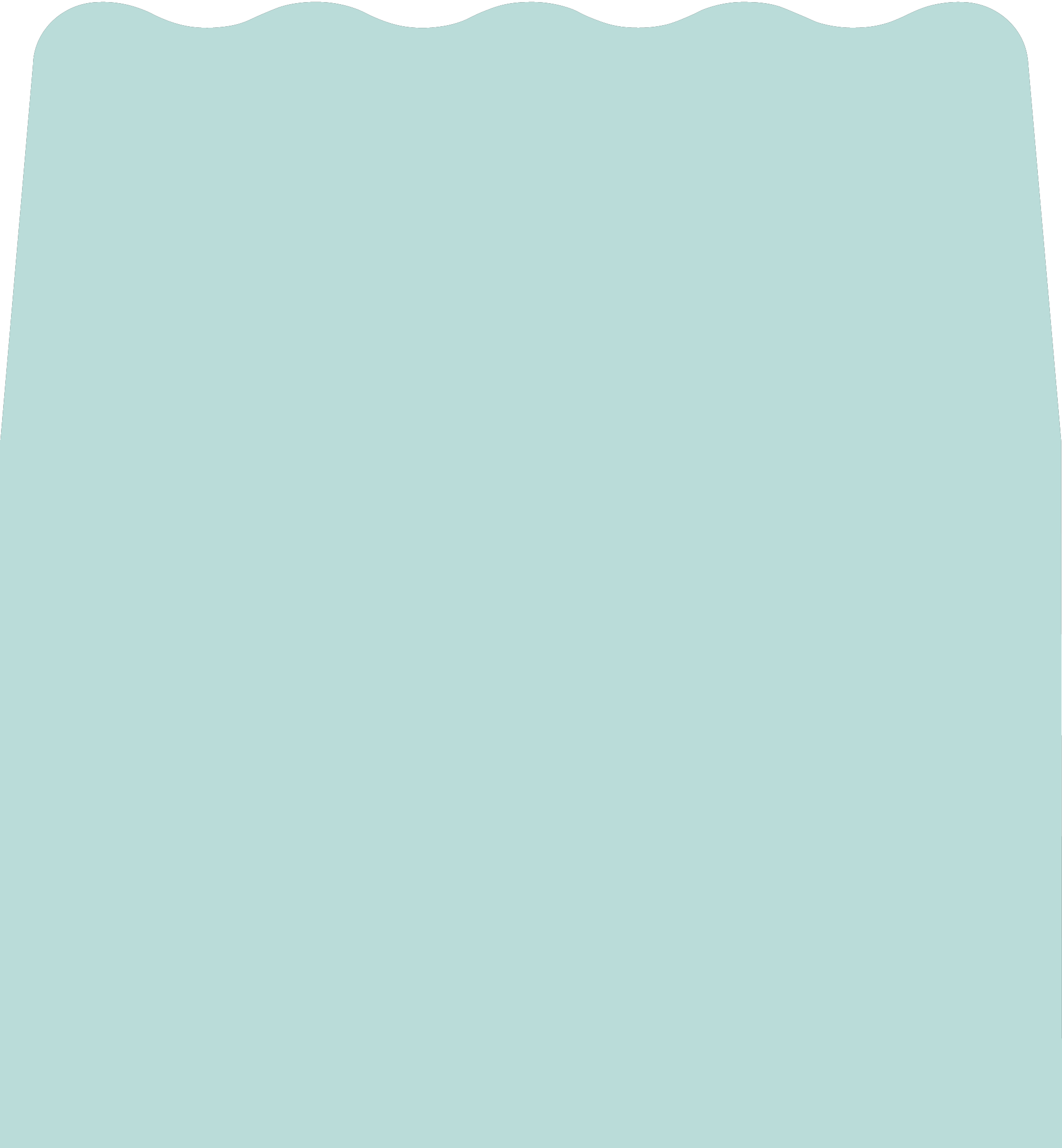 Digital mockup of a wave style envelope liner in a aqua color.