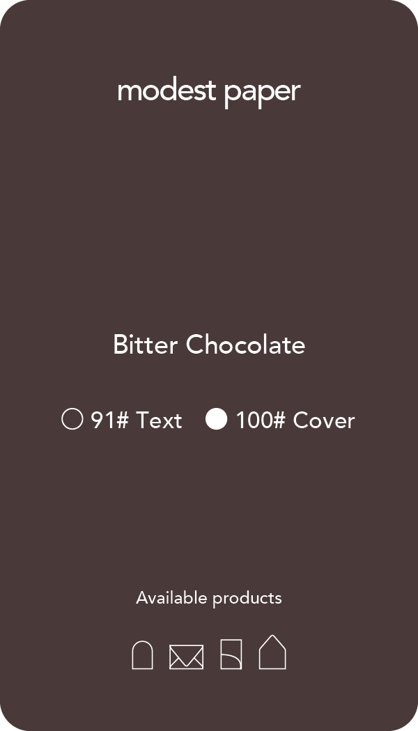 Digital mockup of a paper swatch in a dark brown color in a cover paper.