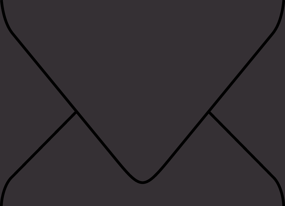 Digital mockup of a standard style envelope in a black color.