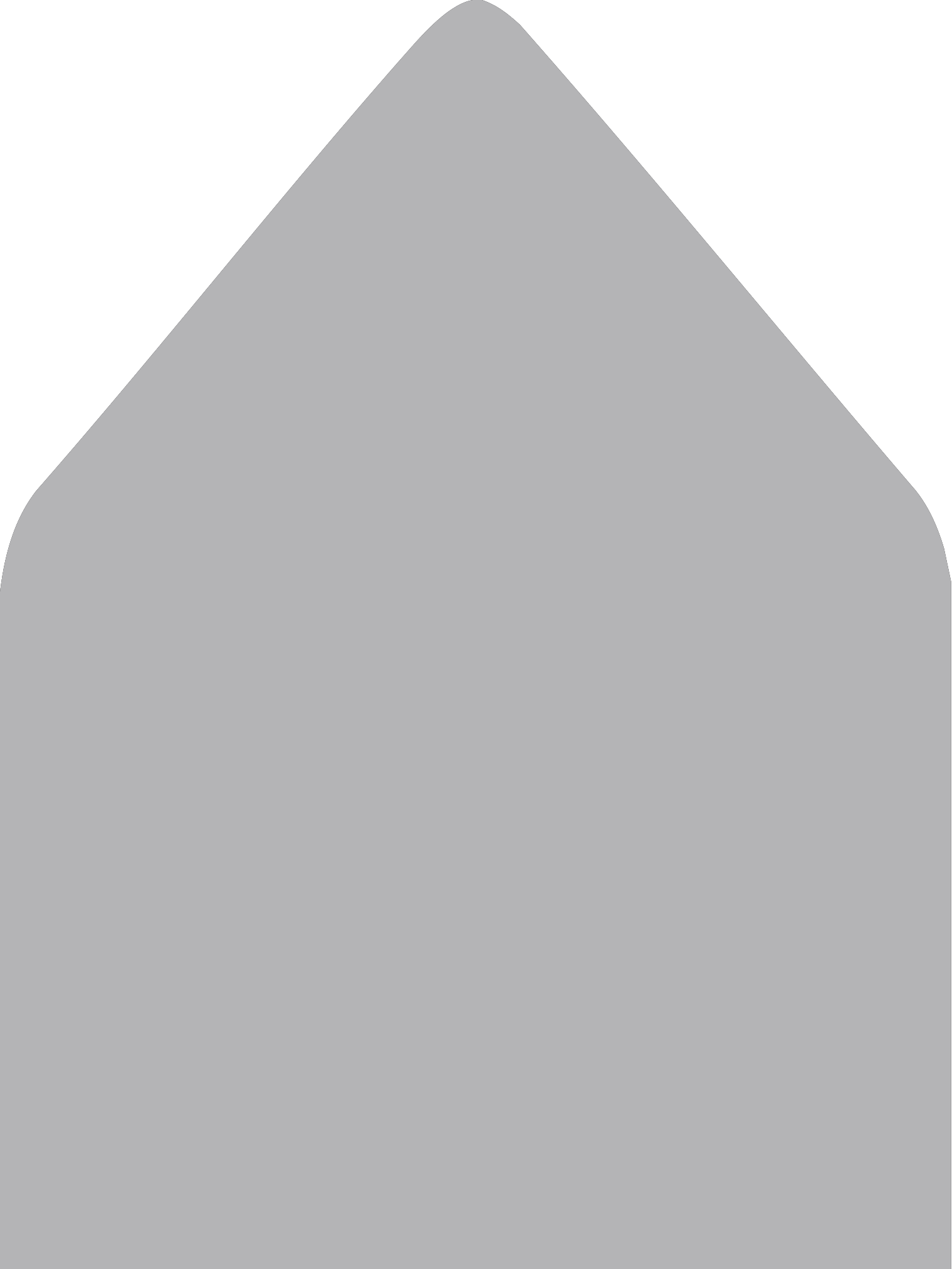 Digital mockup of a standard style envelope liner in a metallic silver color.