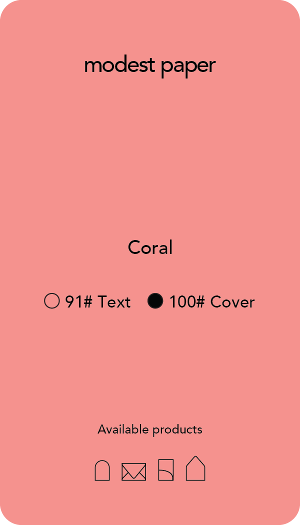 Digital mockup of a paper swatch in a coral color in cover paper.