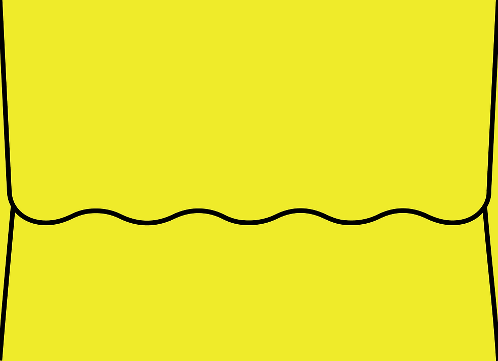 Digital mockup of a wave style envelope in a bright yellow color