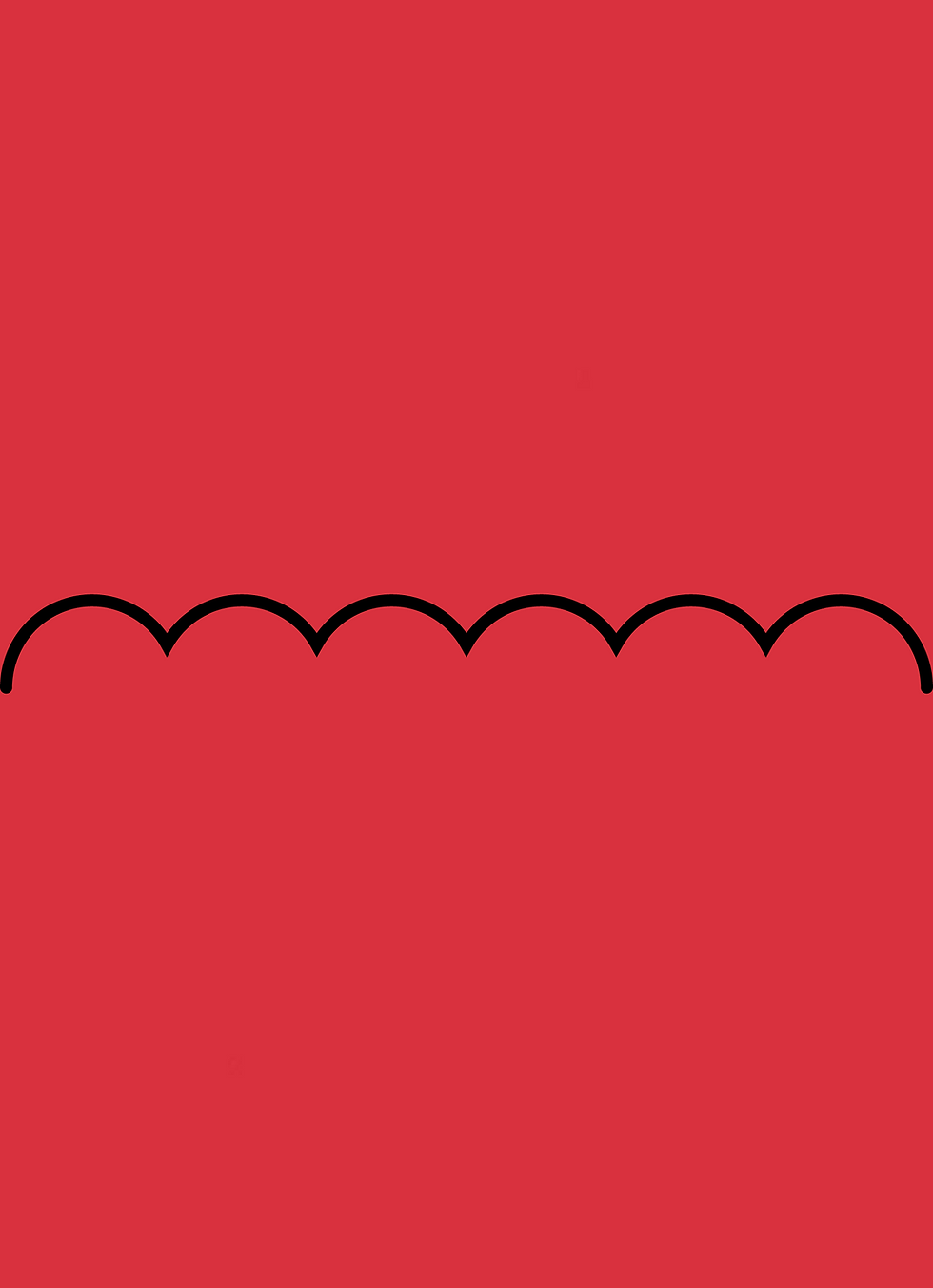 Digital mockup of an invitation scallop style pocket in a bright red color.