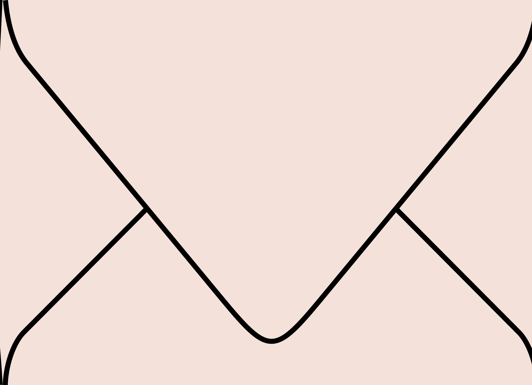 Digital mockup of a standard v flap style wedding envelope in a soft sand color
