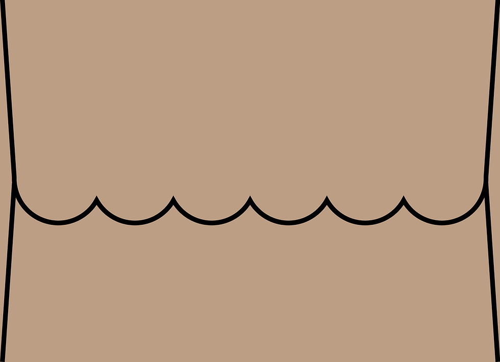 Digital mockup of a scallop style envelope in a light brown color
