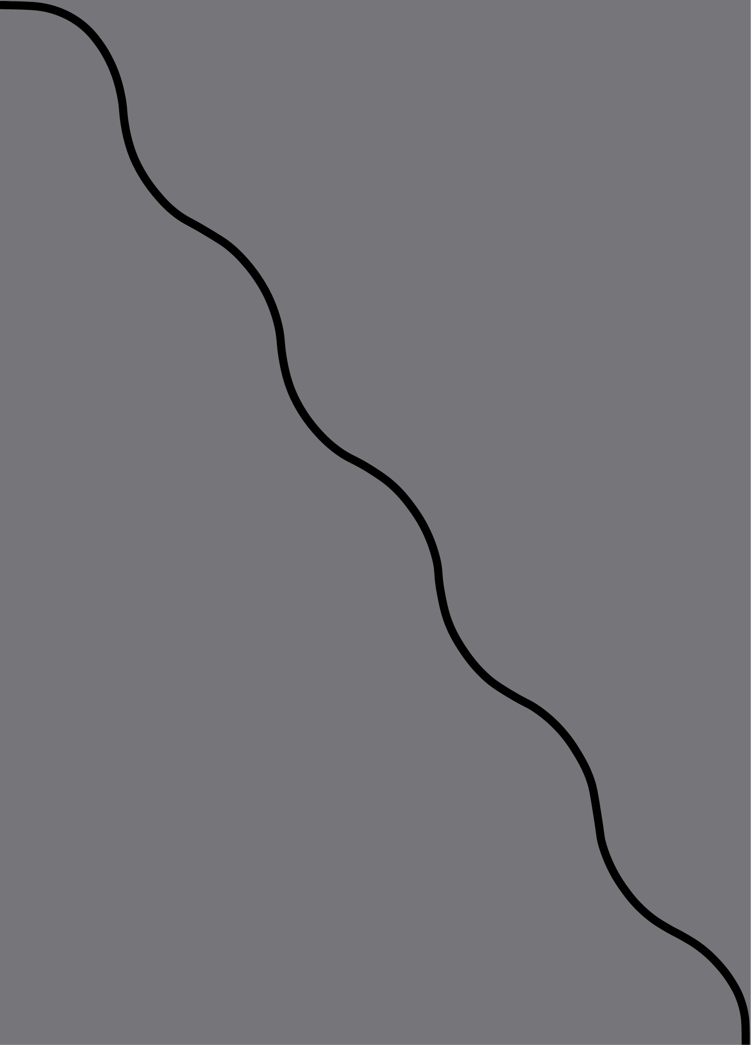 Digital mockup of an invitation angle wave style pocket in a metallic dark grey color.