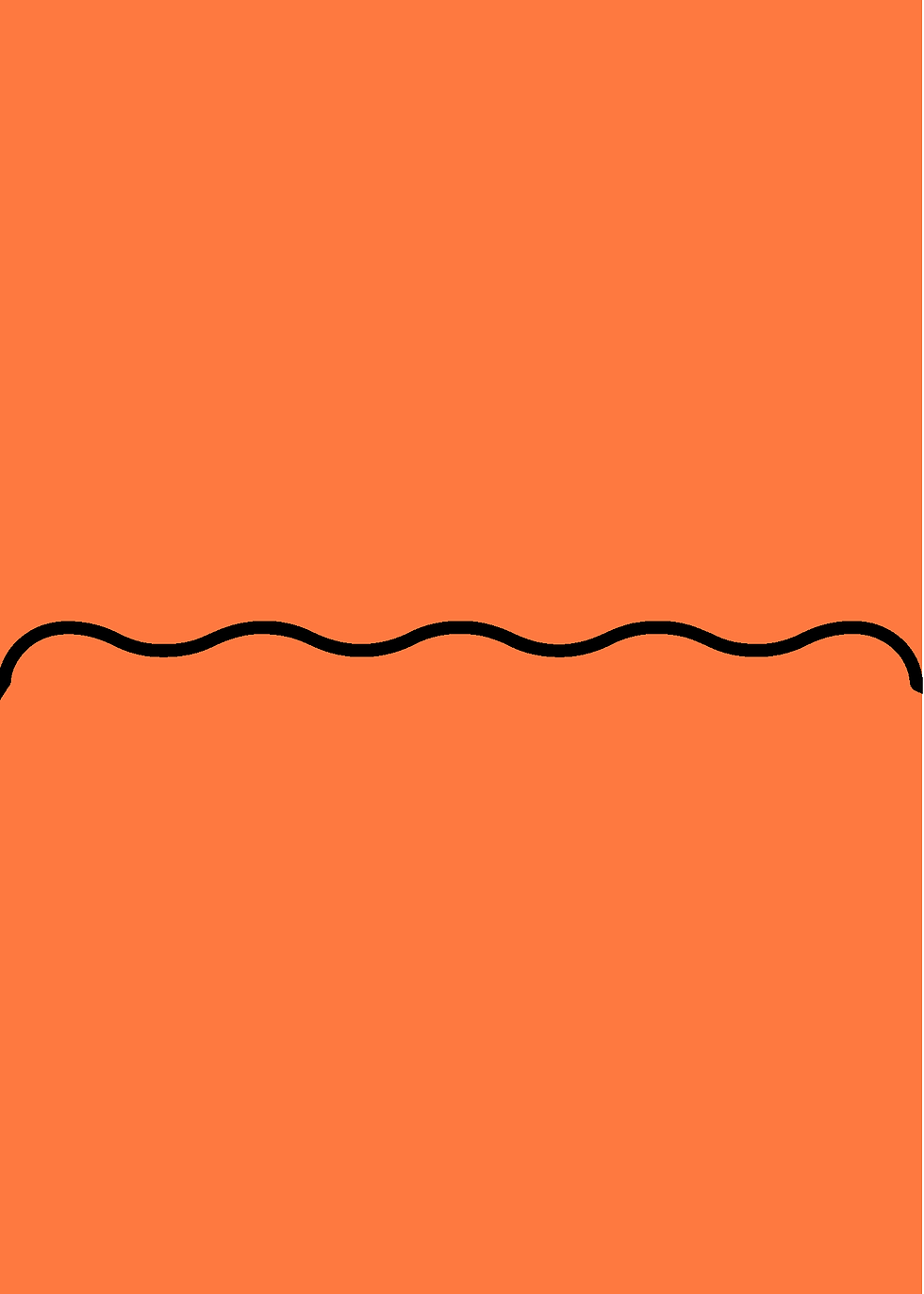 Thumbnail: Digital mockup of a wave style wedding invitation pocket in a mandarin orange color.